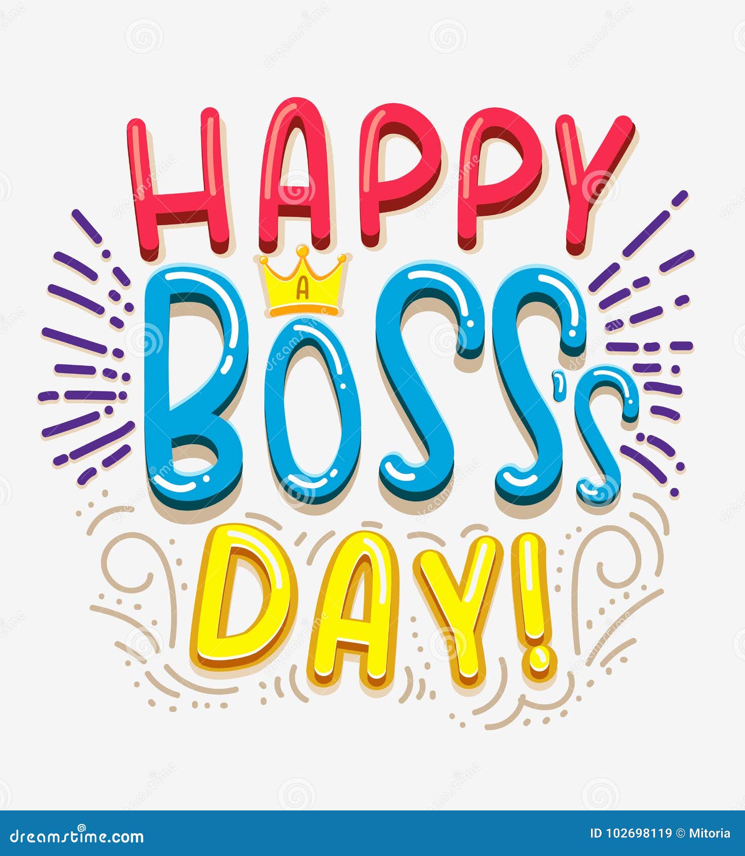 Happy Boss`s Day Lettering Design. Stock Vector - Illustration of black ...