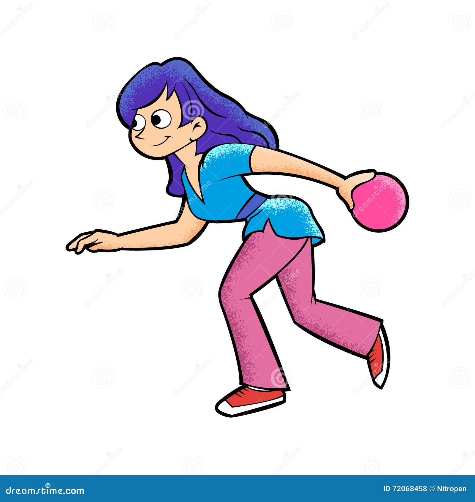 Happy Bowling girl stock vector. Illustration of black 72068458