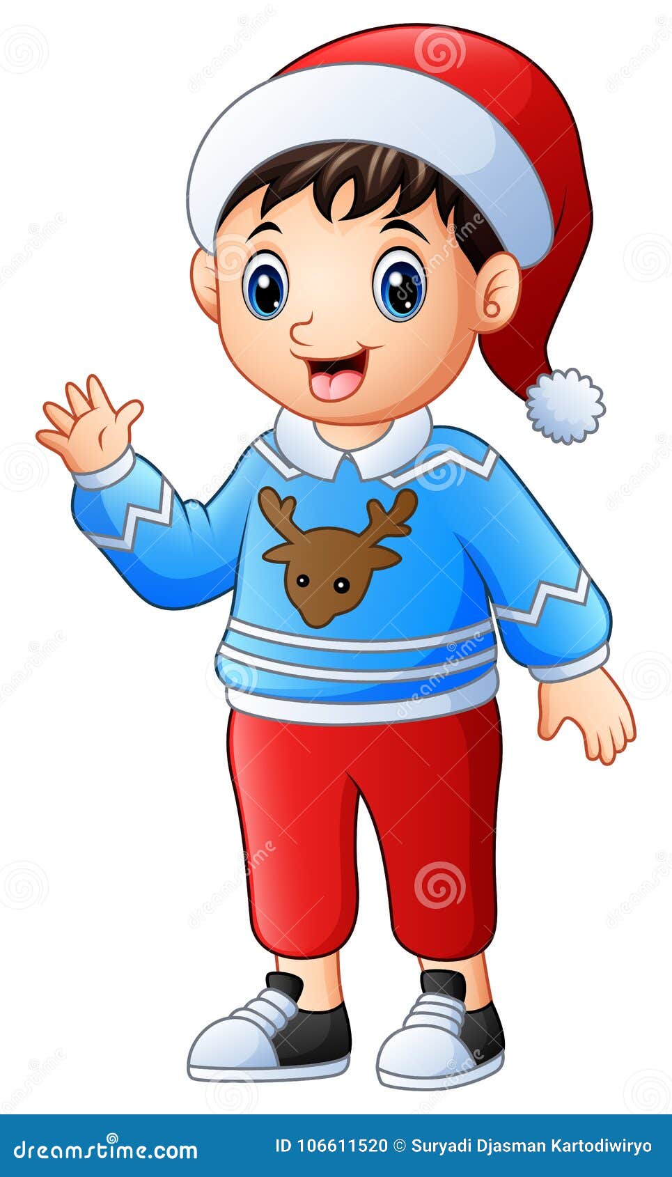 Happy Boy Cartoon Wearing Blue Christmas Sweater Stock Vector Illustration Of Posing Male 1039