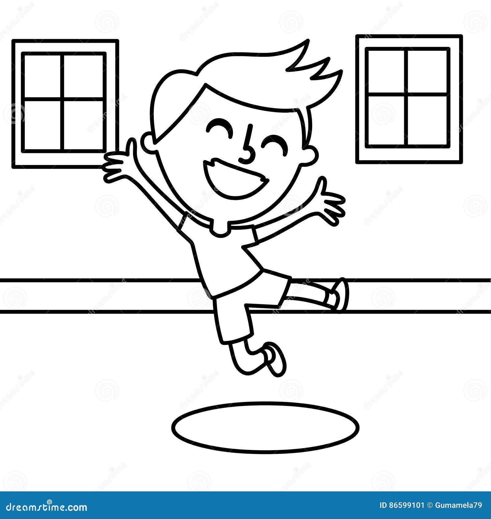 Happy boy coloring page stock illustration. Illustration of answer