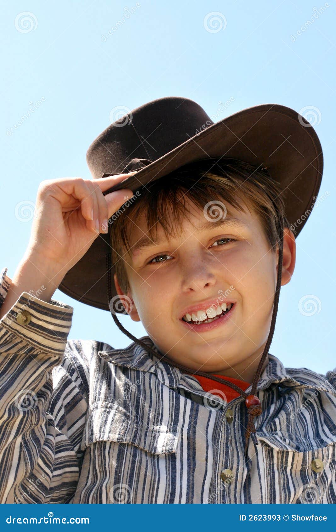 Happy boy in cowboy hat stock image. Image of adorable 2623993