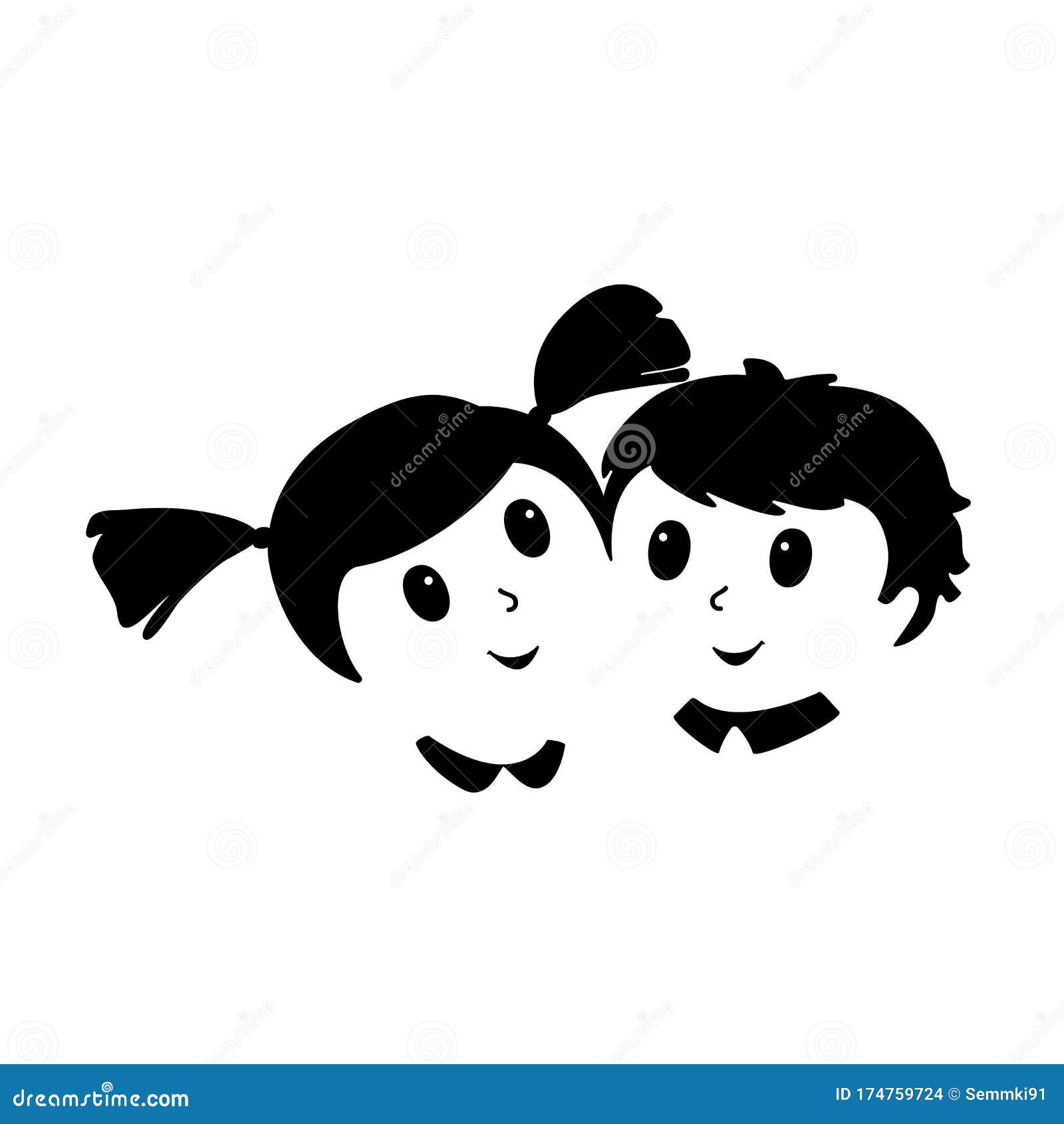 Happy Boy And Girl Black Silhouette Isolated On White Background Vector Illustration Stock Illustration Illustration Of Isolated Childhood