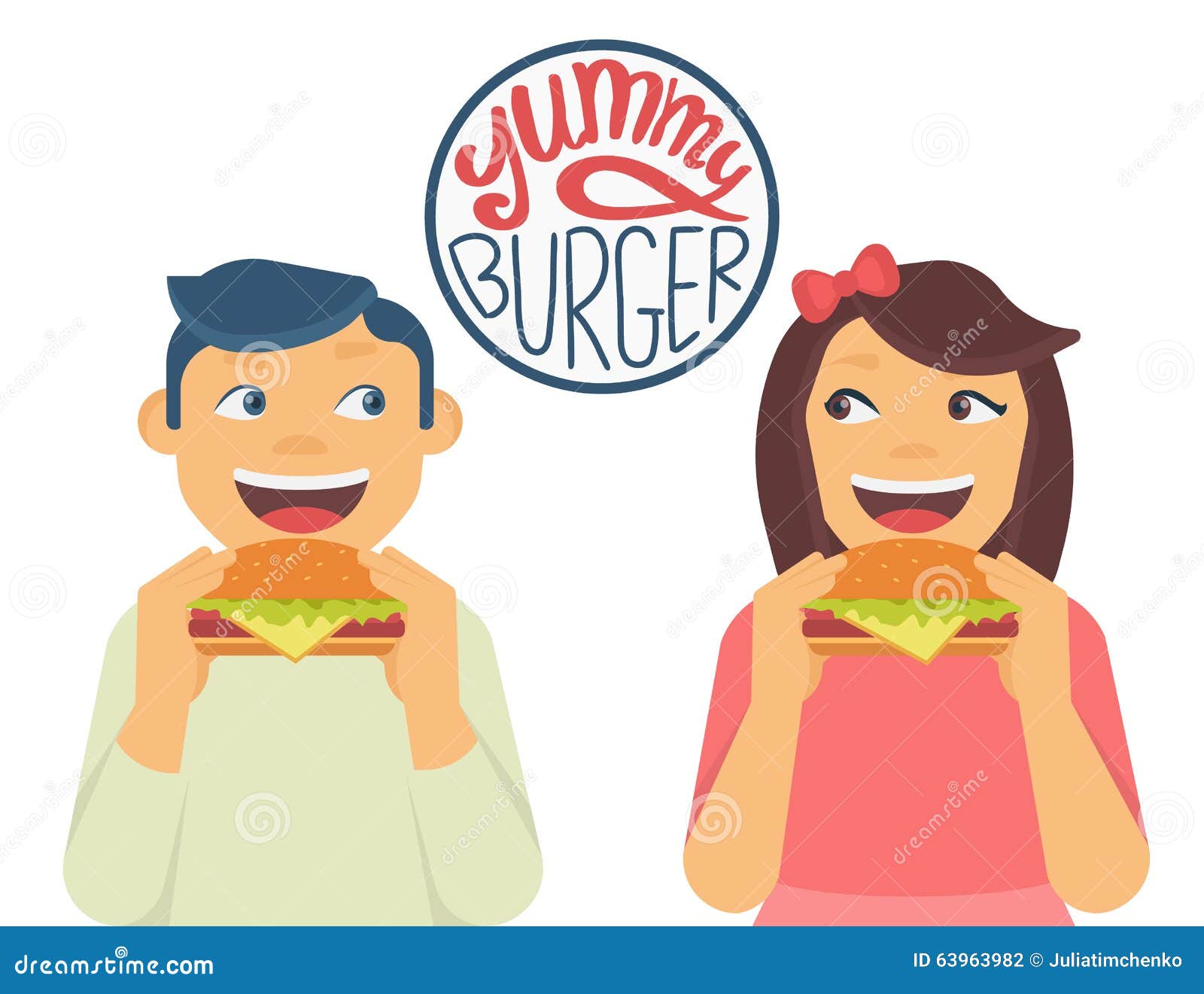 Cartoon Man Eating Hamburgers Cartoon Vector