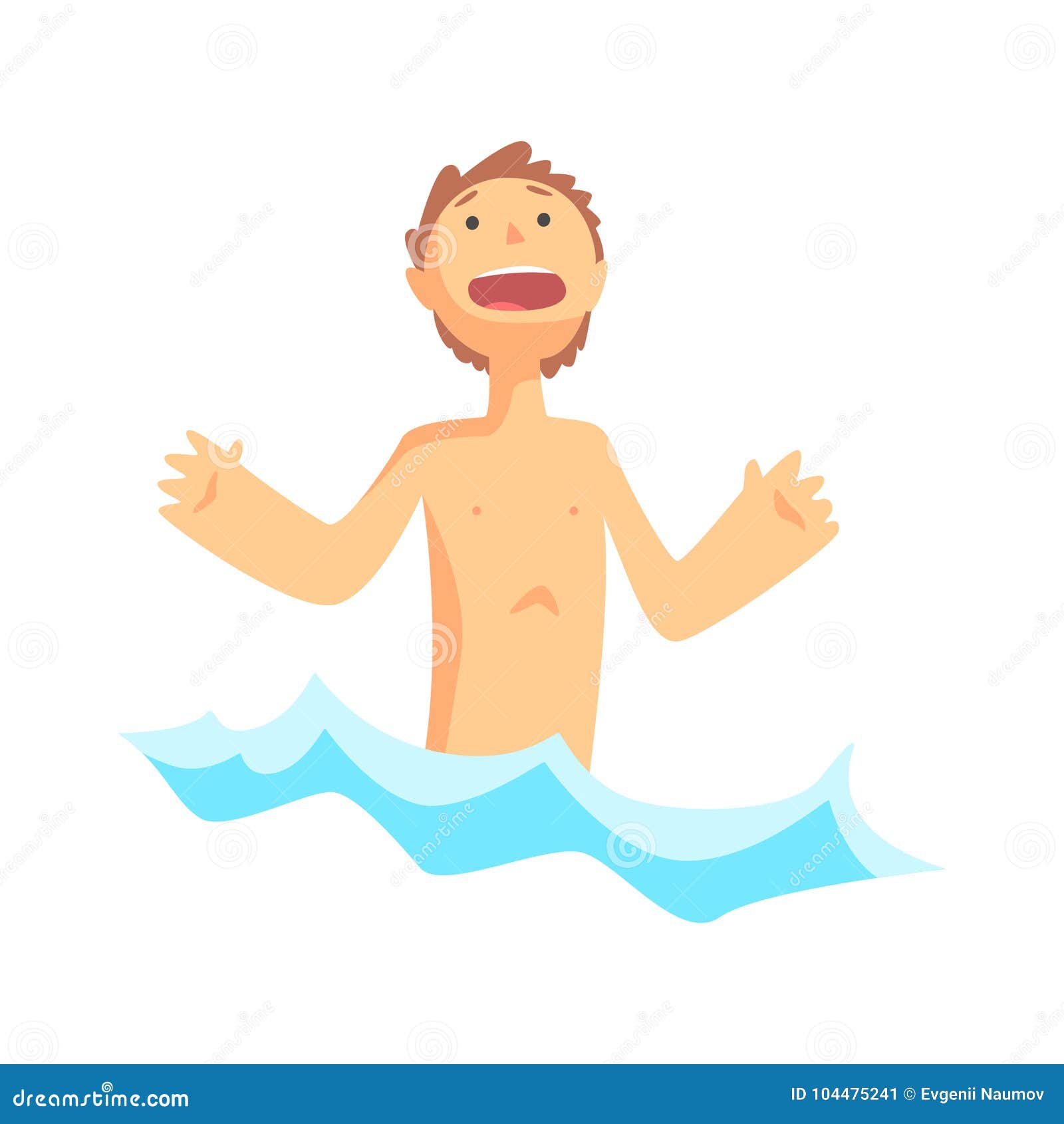 Happy Boy Having Fun in the Water, Swimming in the Sea Stock Vector ...