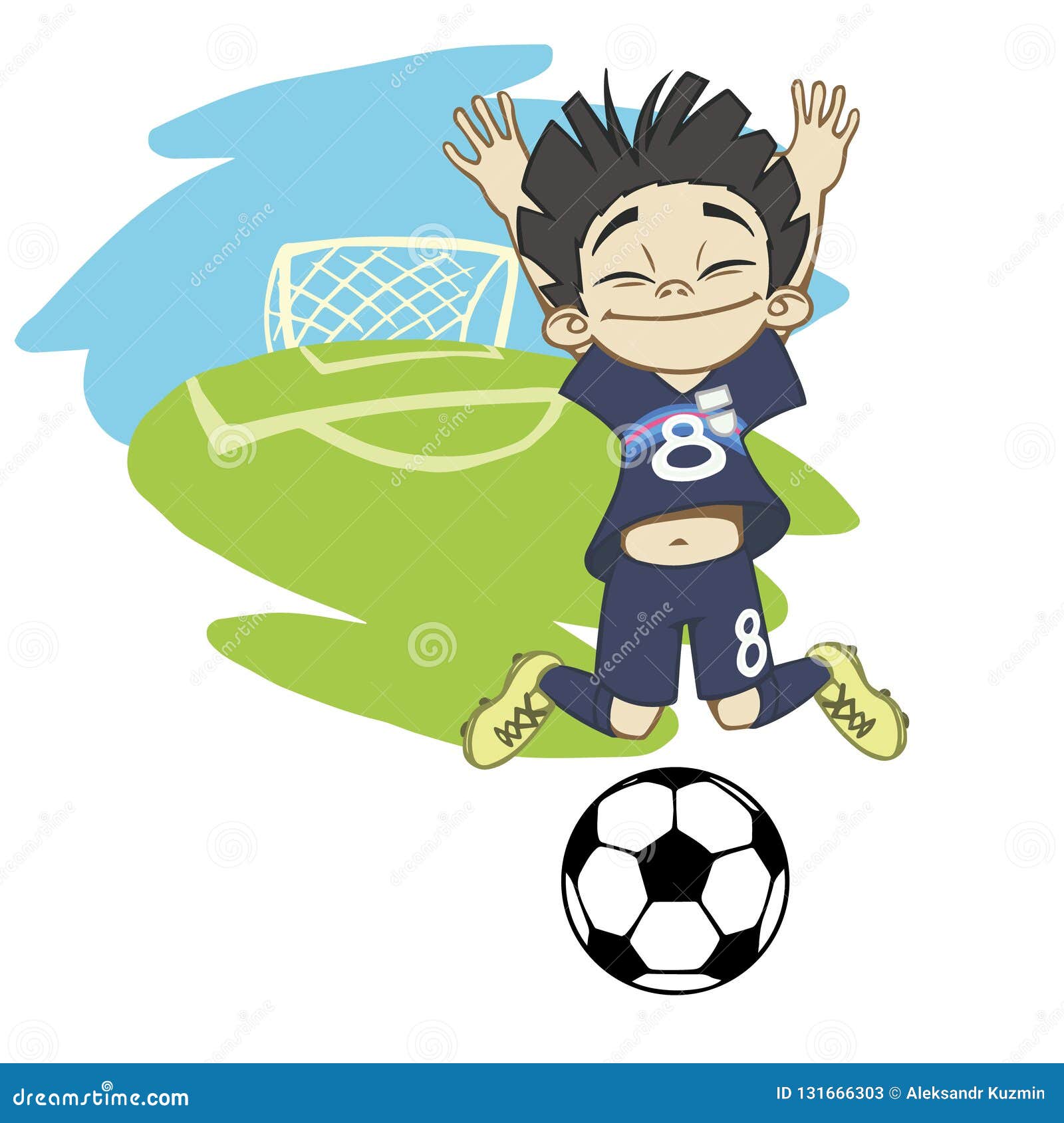 A Cartoon Soccer Player Is Playing Ball In A Stadium In Uniform Japan Stock Vector Illustration Of Happy Healthy