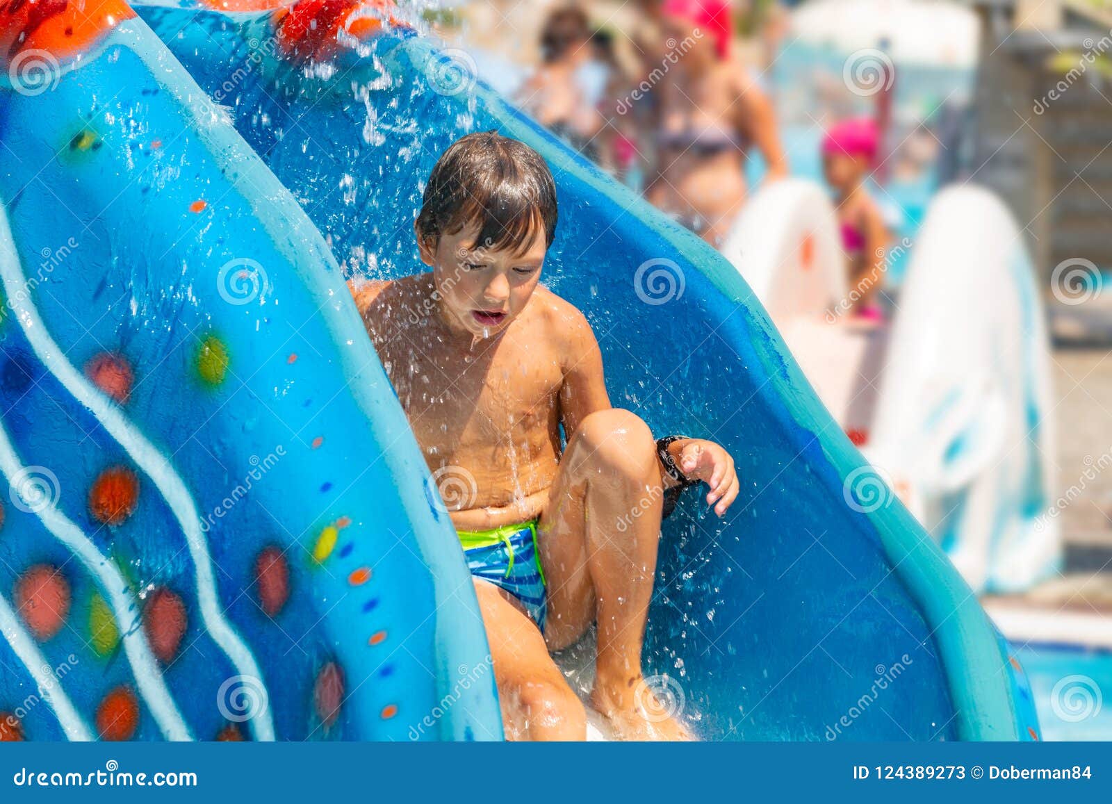 Young Boy At The Water Park Stock Photo - Image of smile 