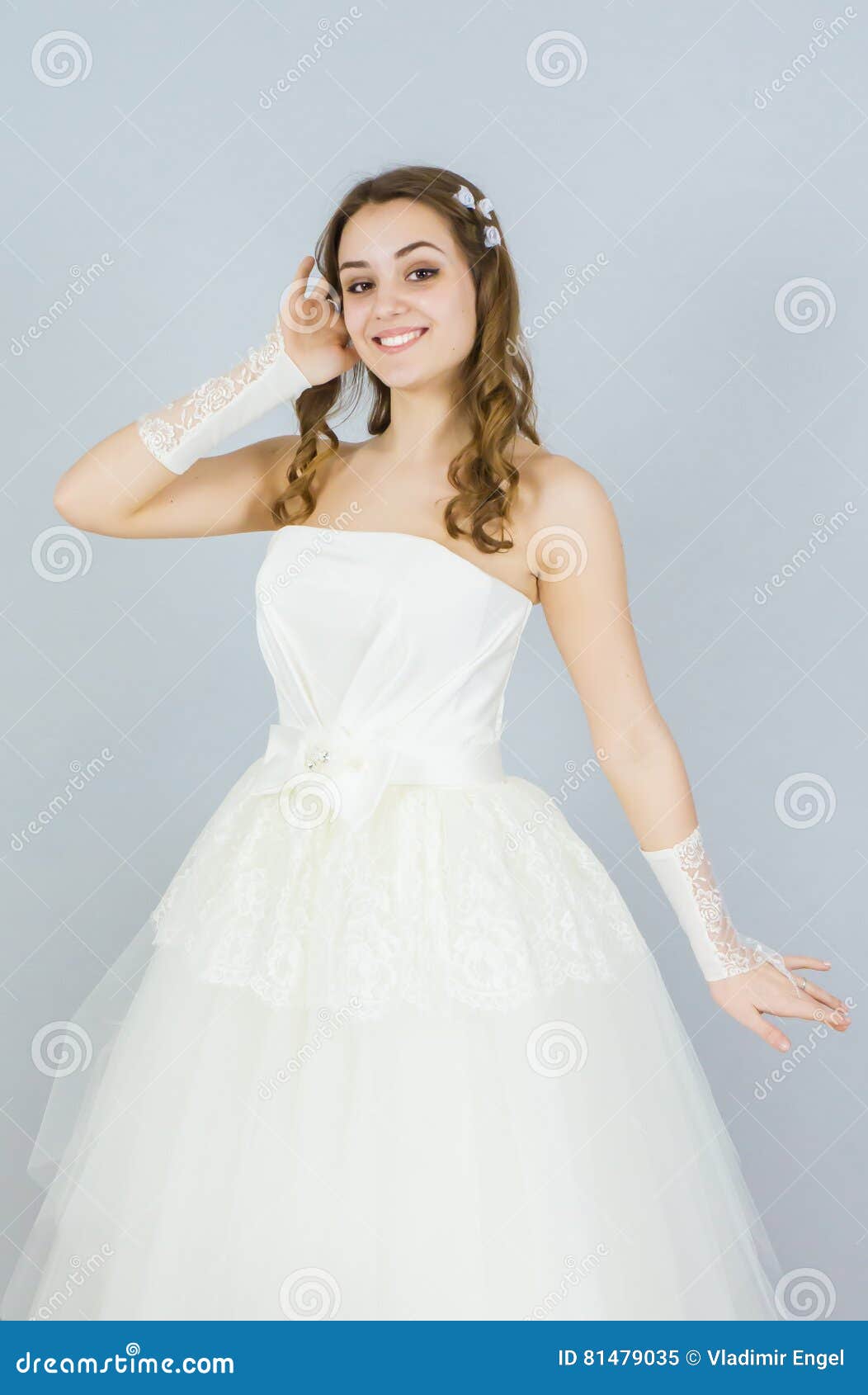 Happy Bride on White Background. Smile Stock Image - Image of expensive ...