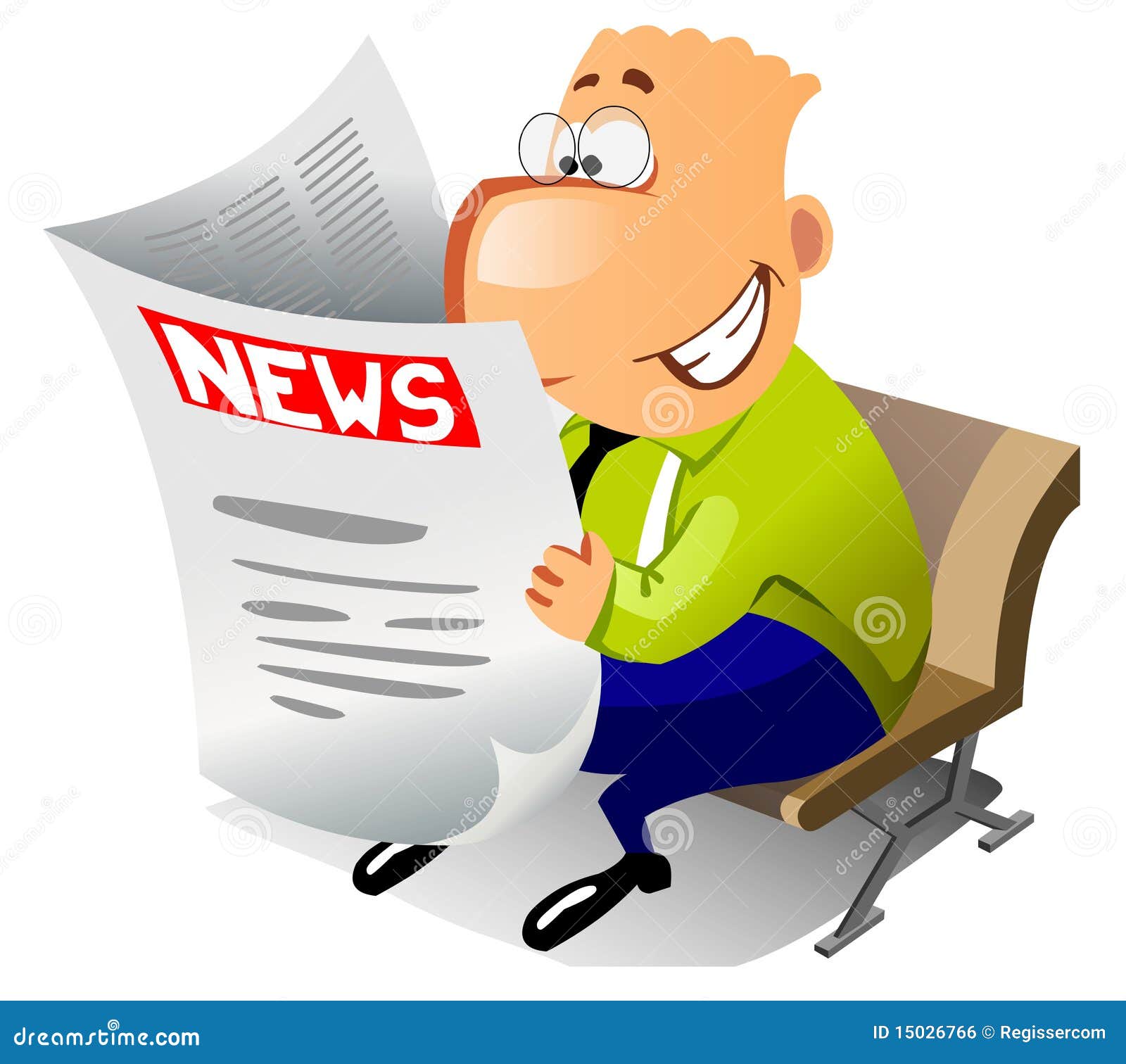Happy Businessman Reading the News. Stock Illustration - Illustration
