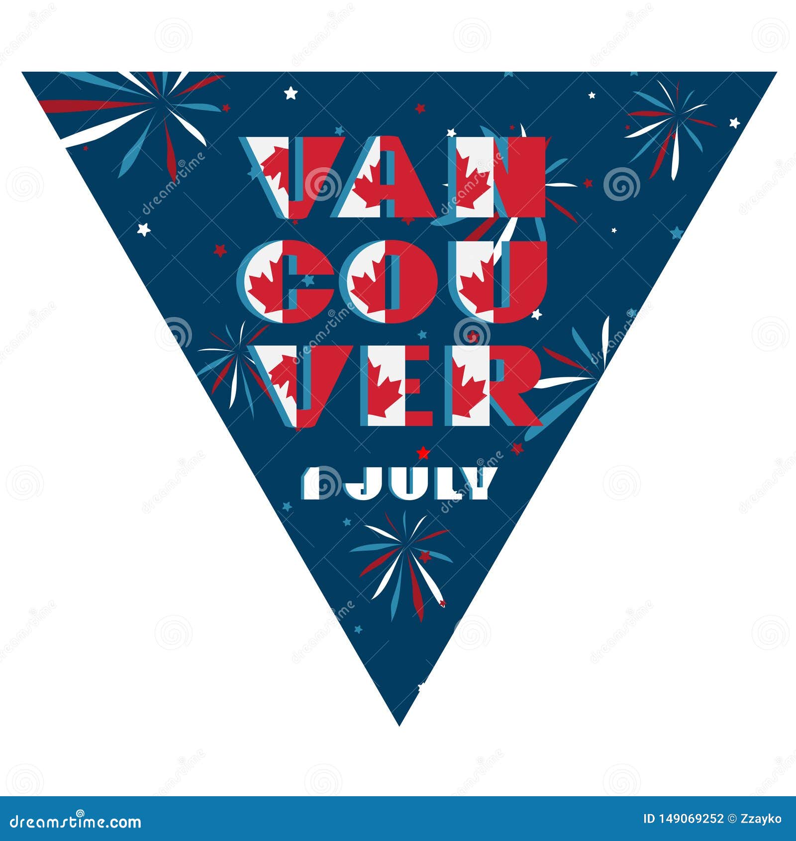 happy canada day holyday triangular flag for planar festivals modern typography with national flag red and white color on fective