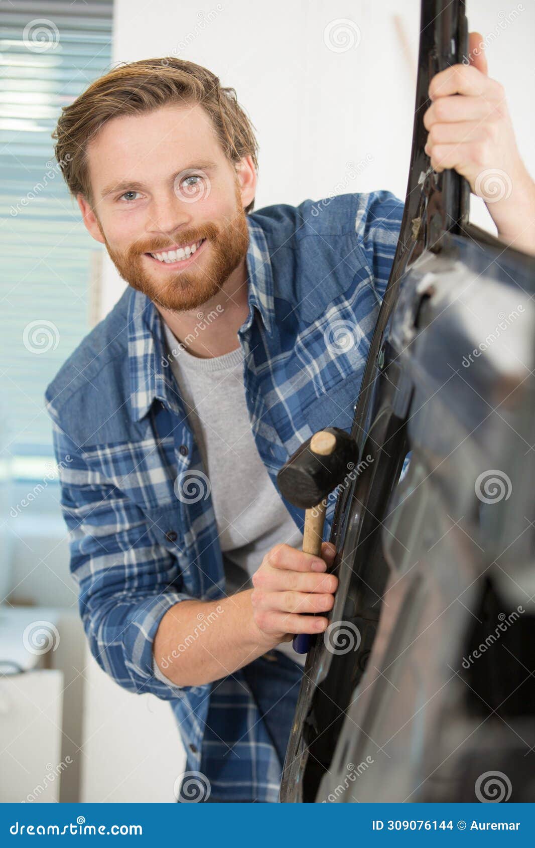 Happy car worker stock photo. Image of preparation 309076144
