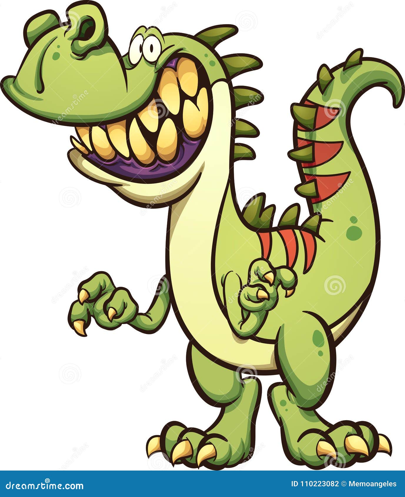 happy cartoon dinosaur with toothy smile