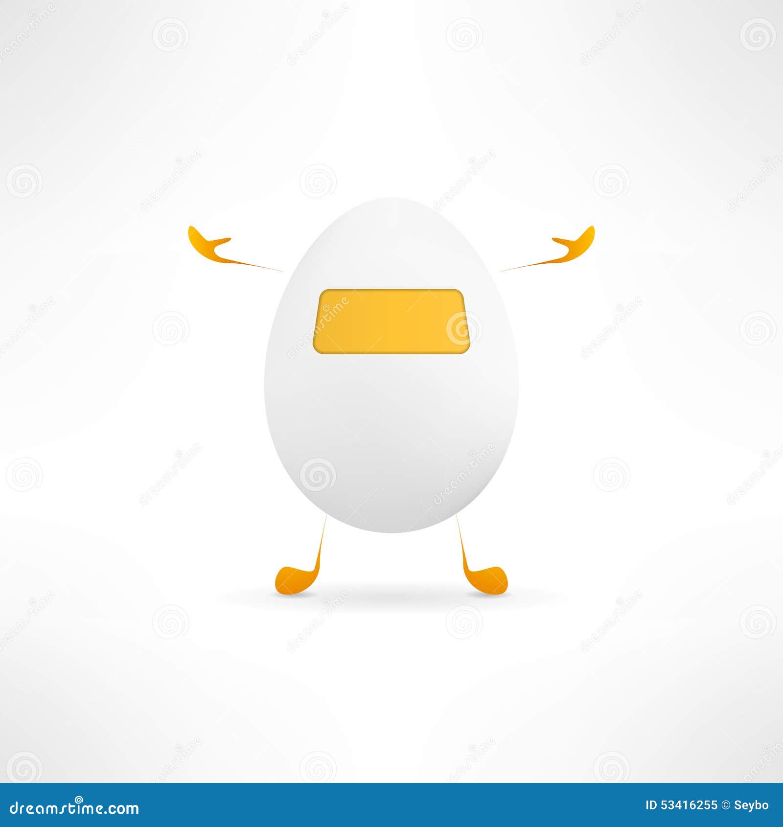 Happy Cartoon Egg Creature. Cute Simple Robot with Stock Vector