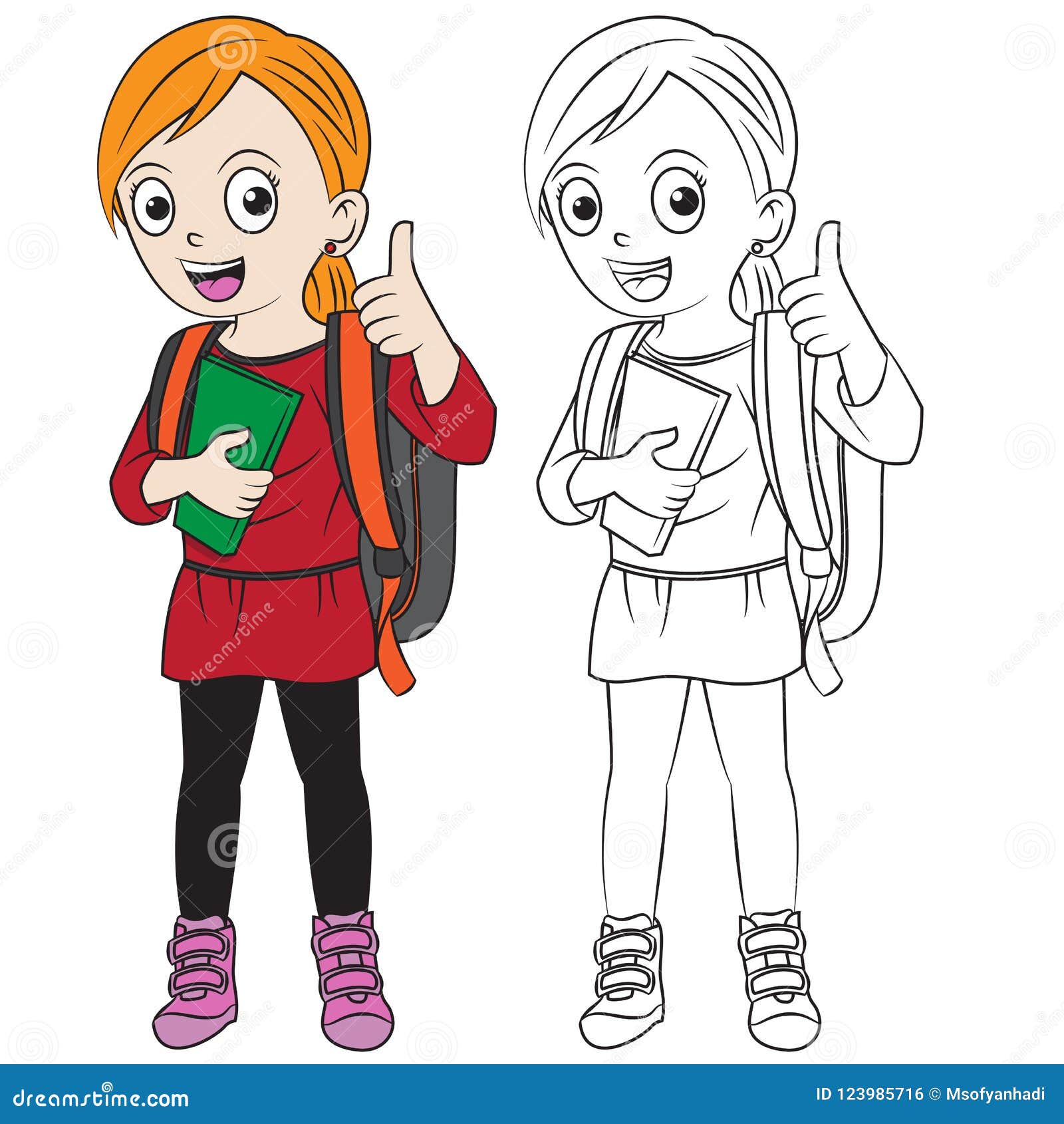 Happy Cartoon Girl Go Back To School Stock Vector - Illustration of person, student: 123985716 Happy Cartoon Girl Go Back To School Stock Vector - Illustration of person, student: 123985716