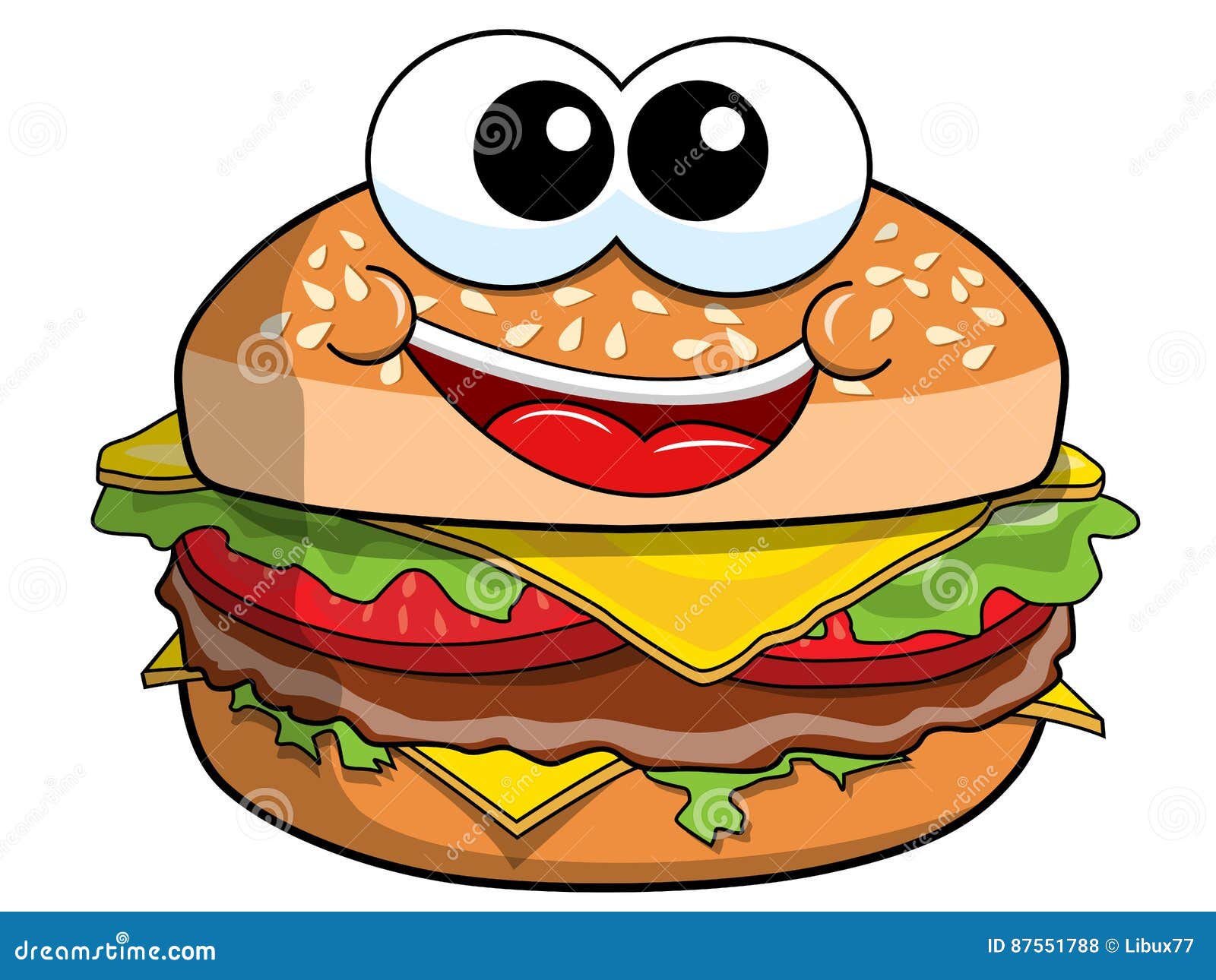 Happy Cartoon Hamburger Character Isolated Stock Vector Illustration