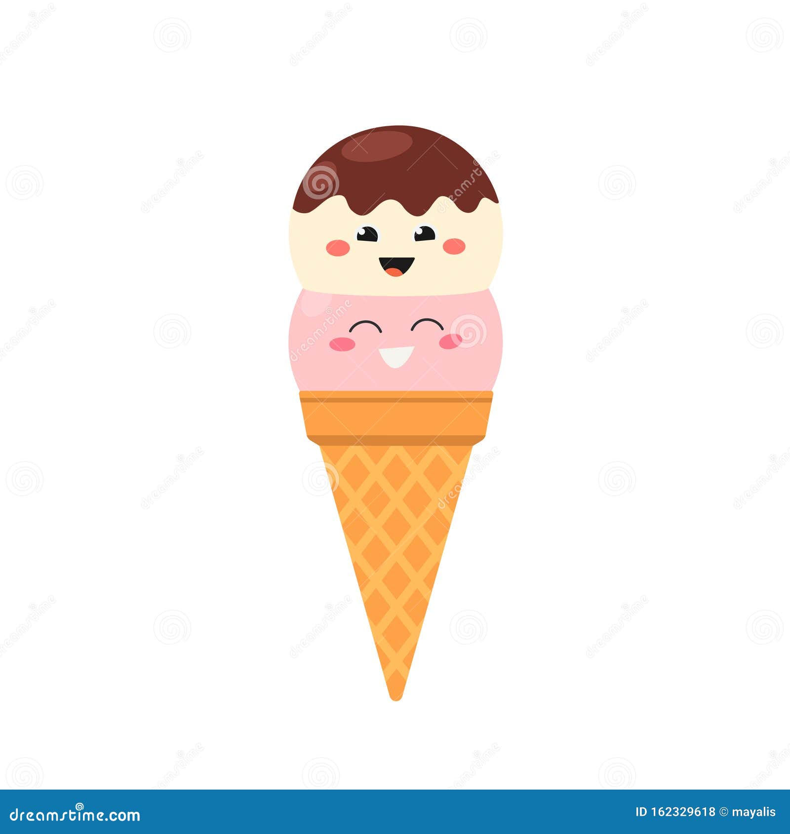 Happy Cartoon Ice Cream Characters Vector Illustration Stock Illustration -  Illustration of icing, isolated: 162329618