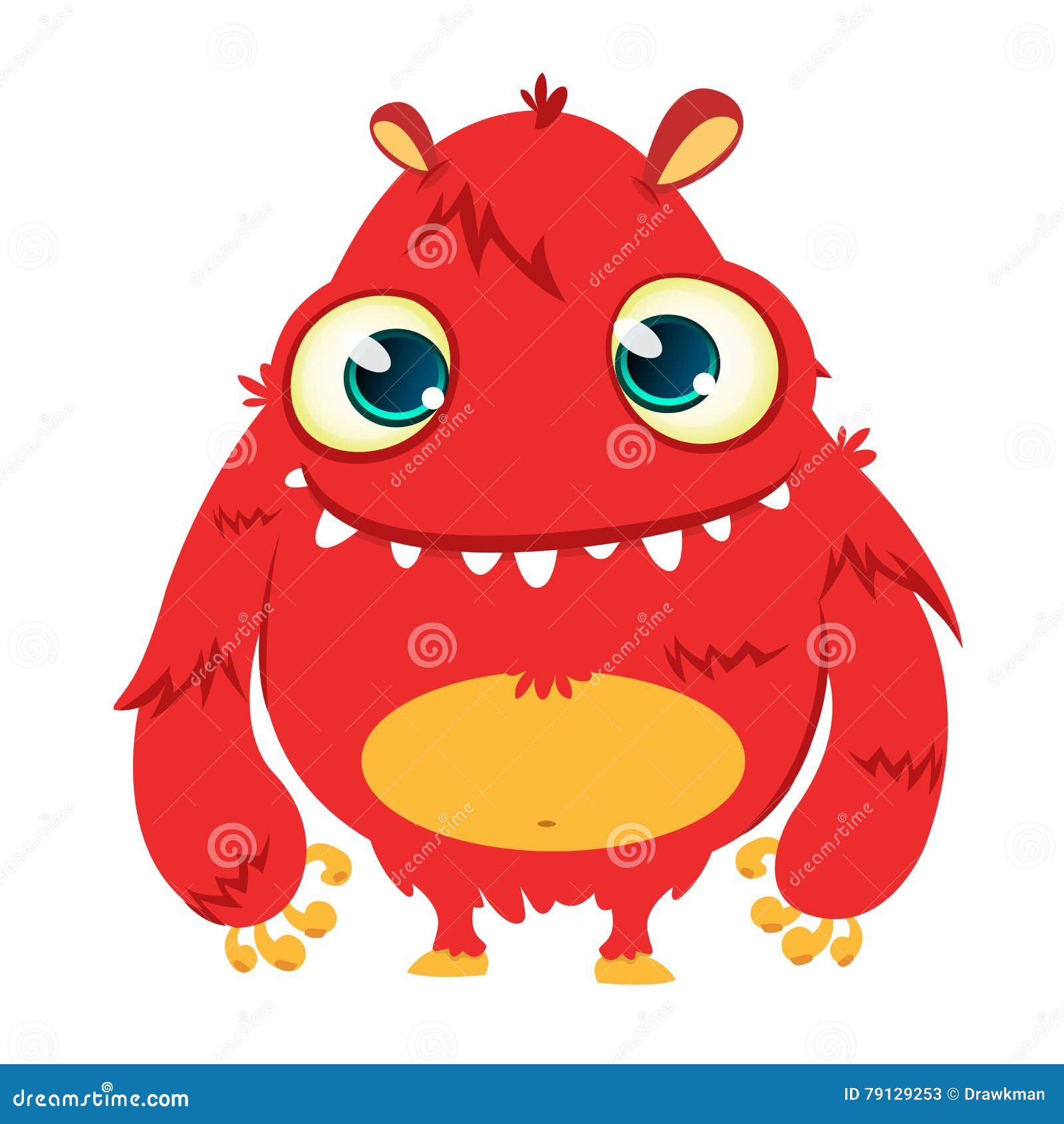 Happy Cartoon Monster. Vector Halloween Red Furry Monster. Stock Vector -  Illustration of bright, design: 79129253