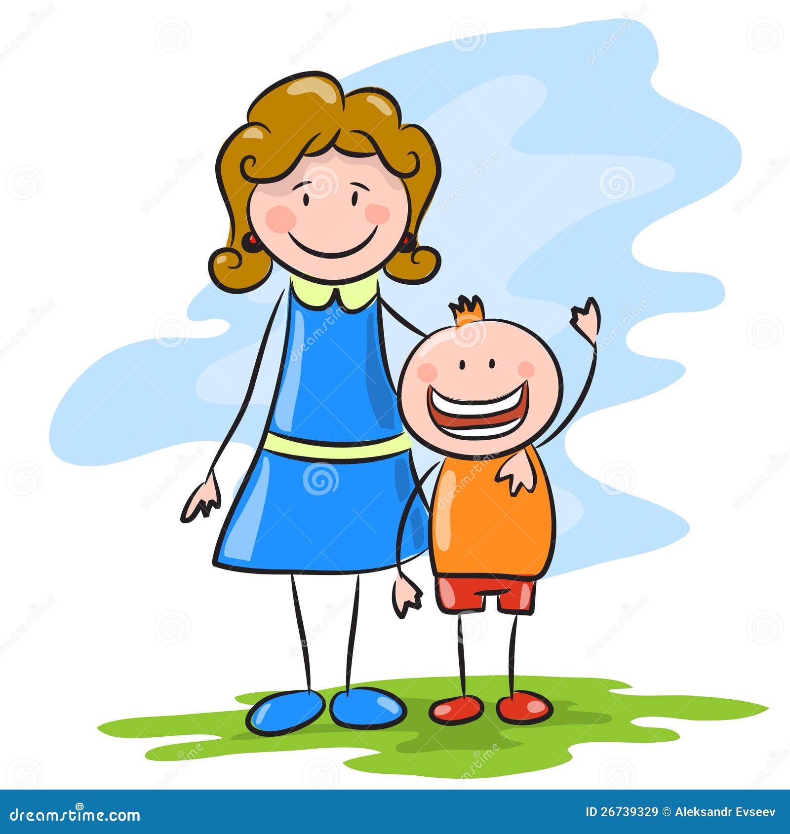 Happy Cartoon Mother And Son Stock Vector - Illustration ...