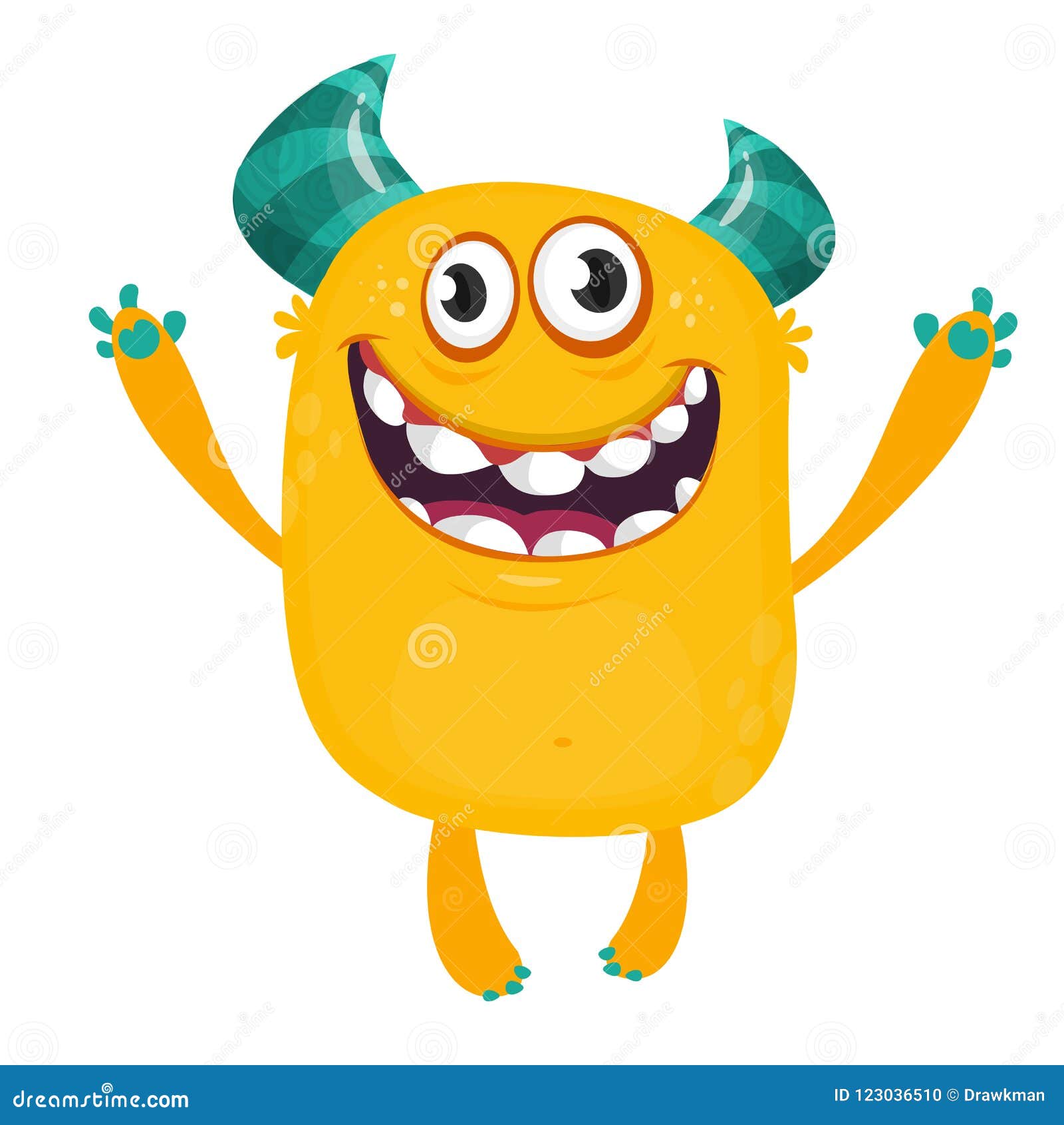 Happy Cartoon Orange Monster. Halloween Vector Illustration of Excited  Monster Stock Vector - Illustration of angry, excited: 123036510