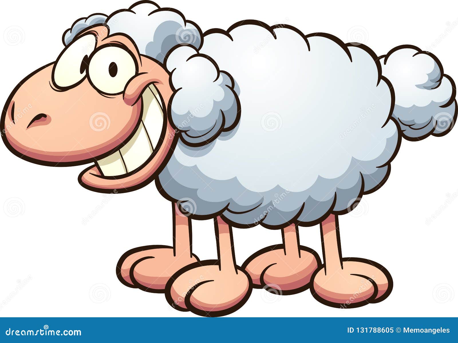 Happy White Cartoon Sheep Standing. Stock Vector - Illustration of standing, happy: 131788605 Happy White Cartoon Sheep Standing. Stock Vector - Illustration of standing, happy: 131788605