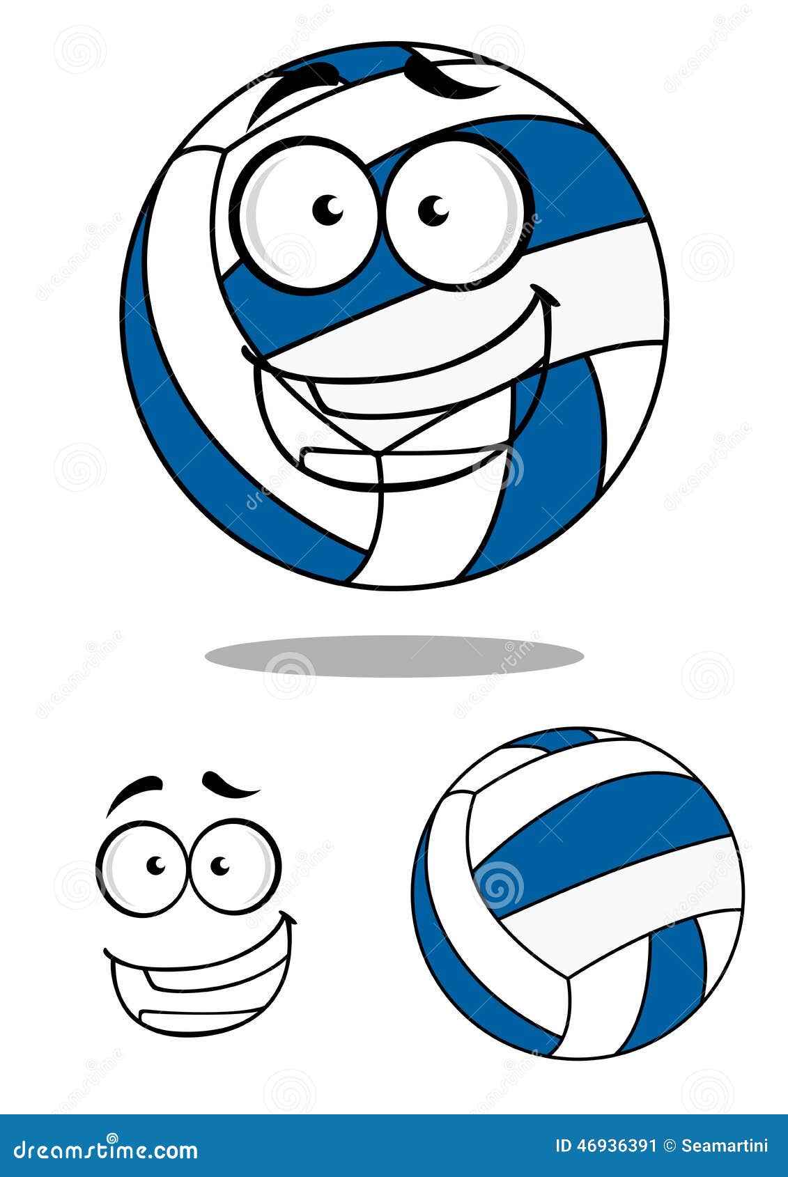 Happy cartoon volley ball stock vector. Illustration of spike - 46936391