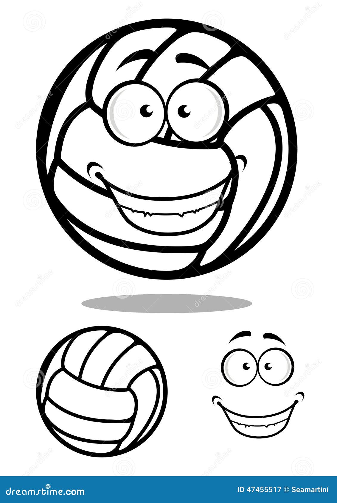 Happy Cartoon Volleyball Ball Character Stock Vector - Illustration of ...
