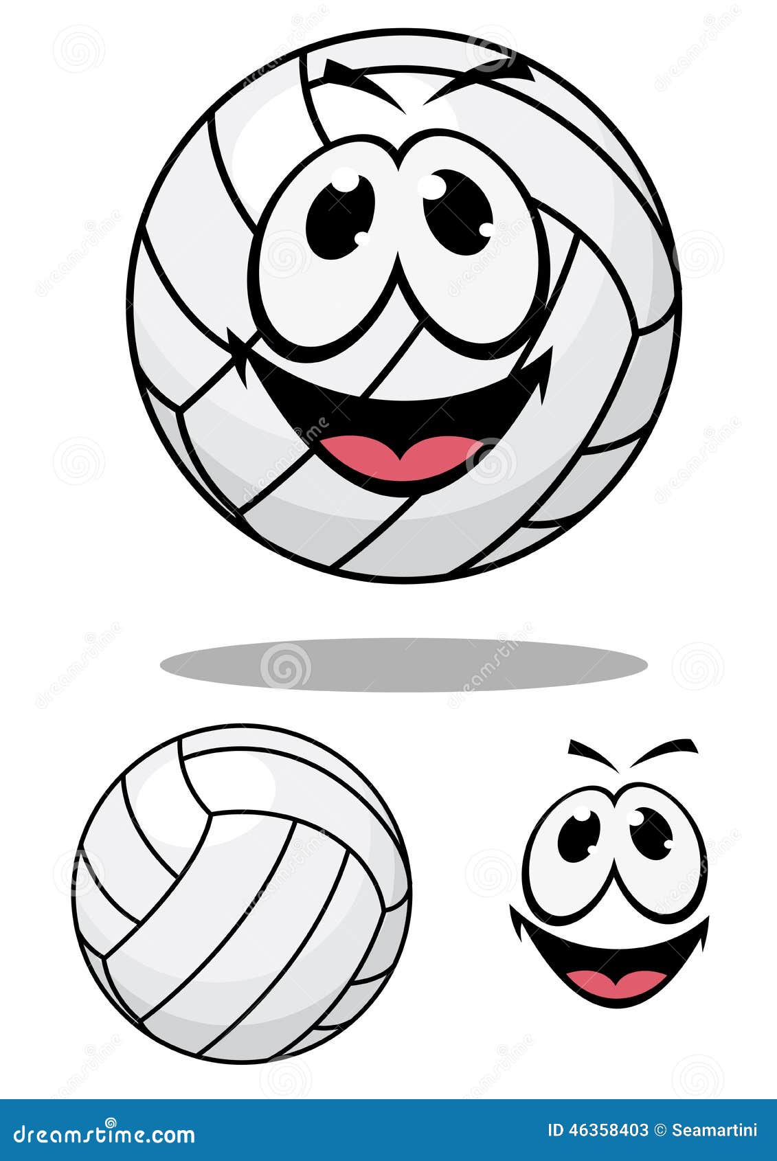 Happy cartoon volleyball stock vector. Illustration of circle - 46358403