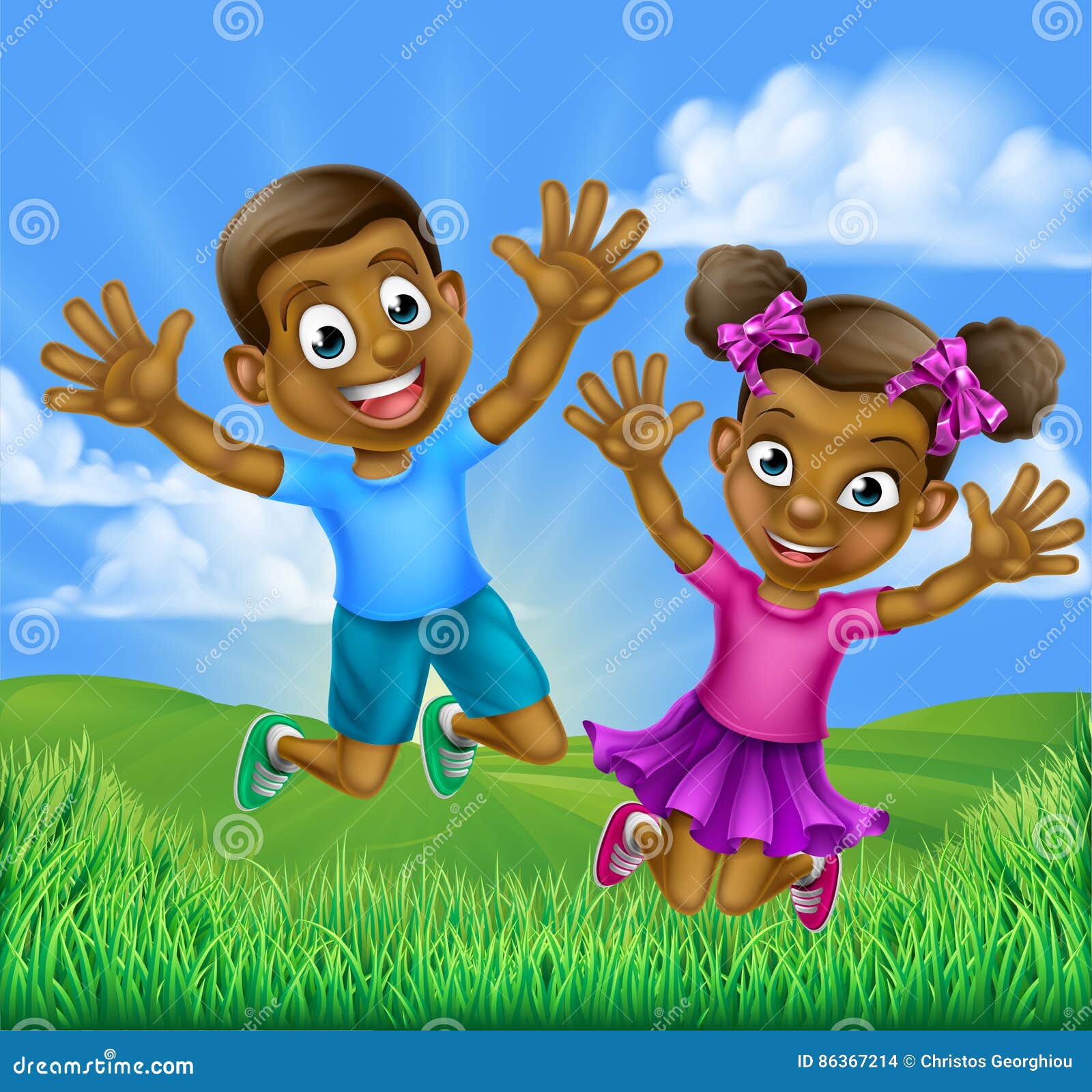 black kids playing clip art