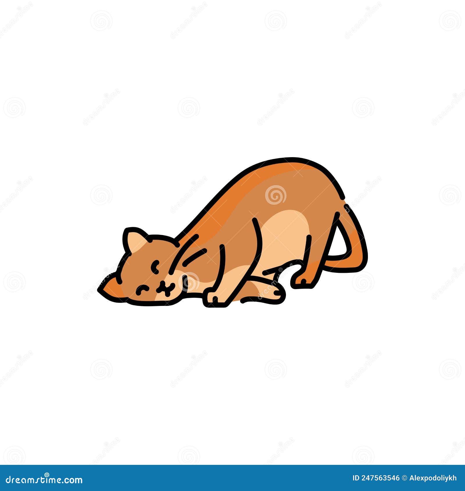 Happy Cat Sitting Color Line Icon Pictogram Web Page Mobile Stock