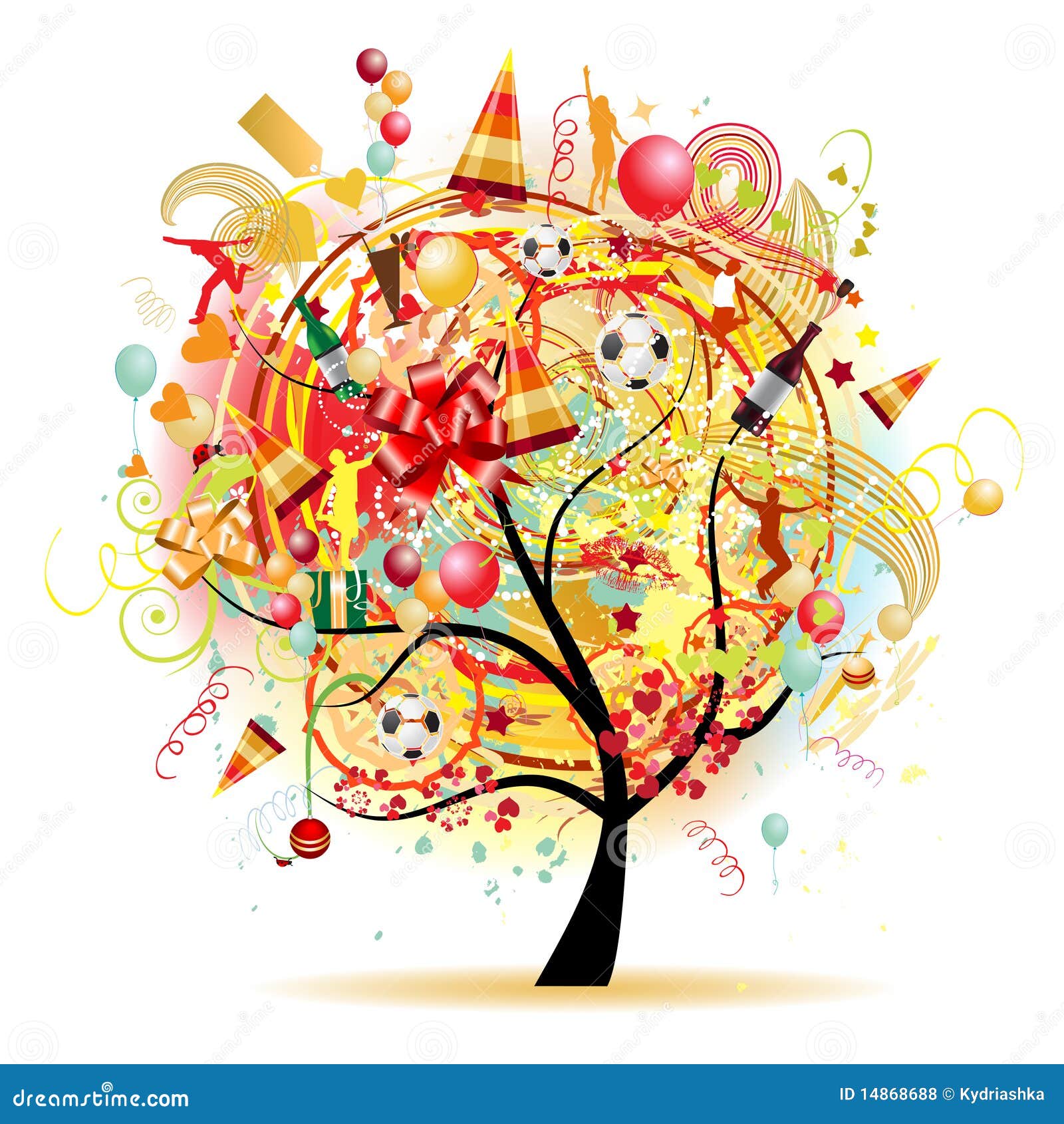 Happy Celebration, Funny Tree With Holiday Symbols Royalty 