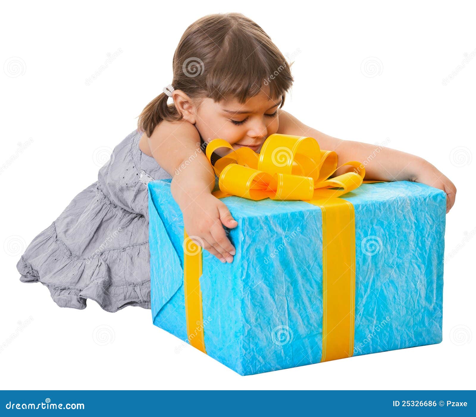 Happy Child Embraces Large Birthday Gift Stock Photo - Image of baby ...