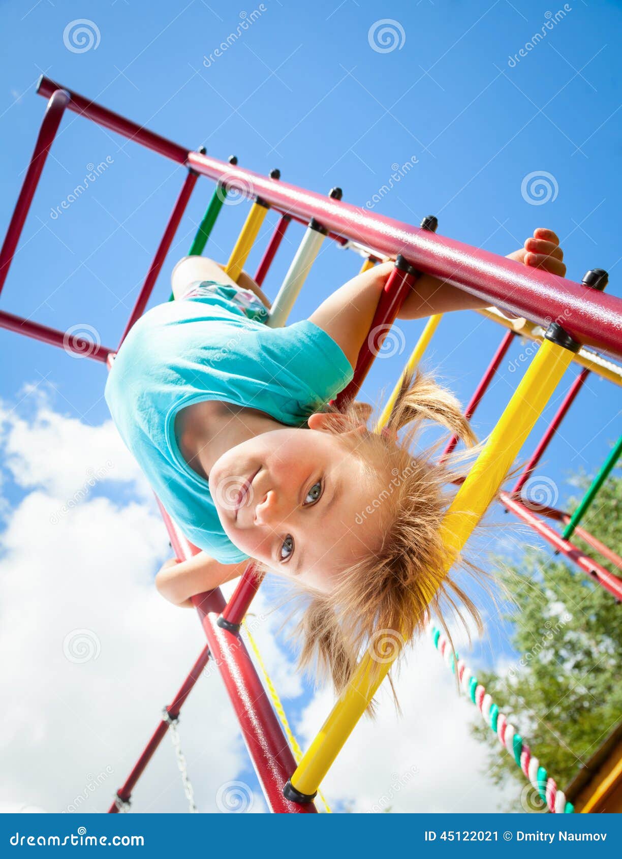 Happy Child on a Jungle Gym Stock Image - Image of gripping, happiness ...