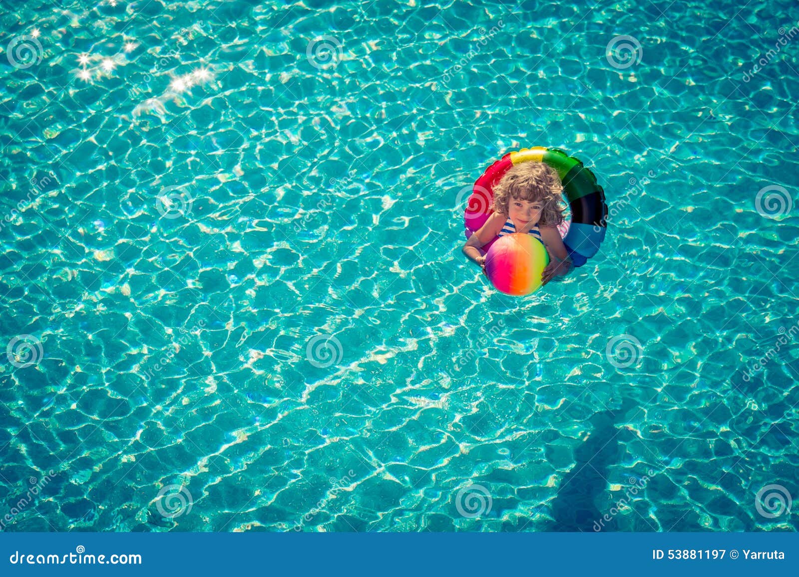 Happy Child Playing in Swimming Pool Stock Image - Image of baby ...