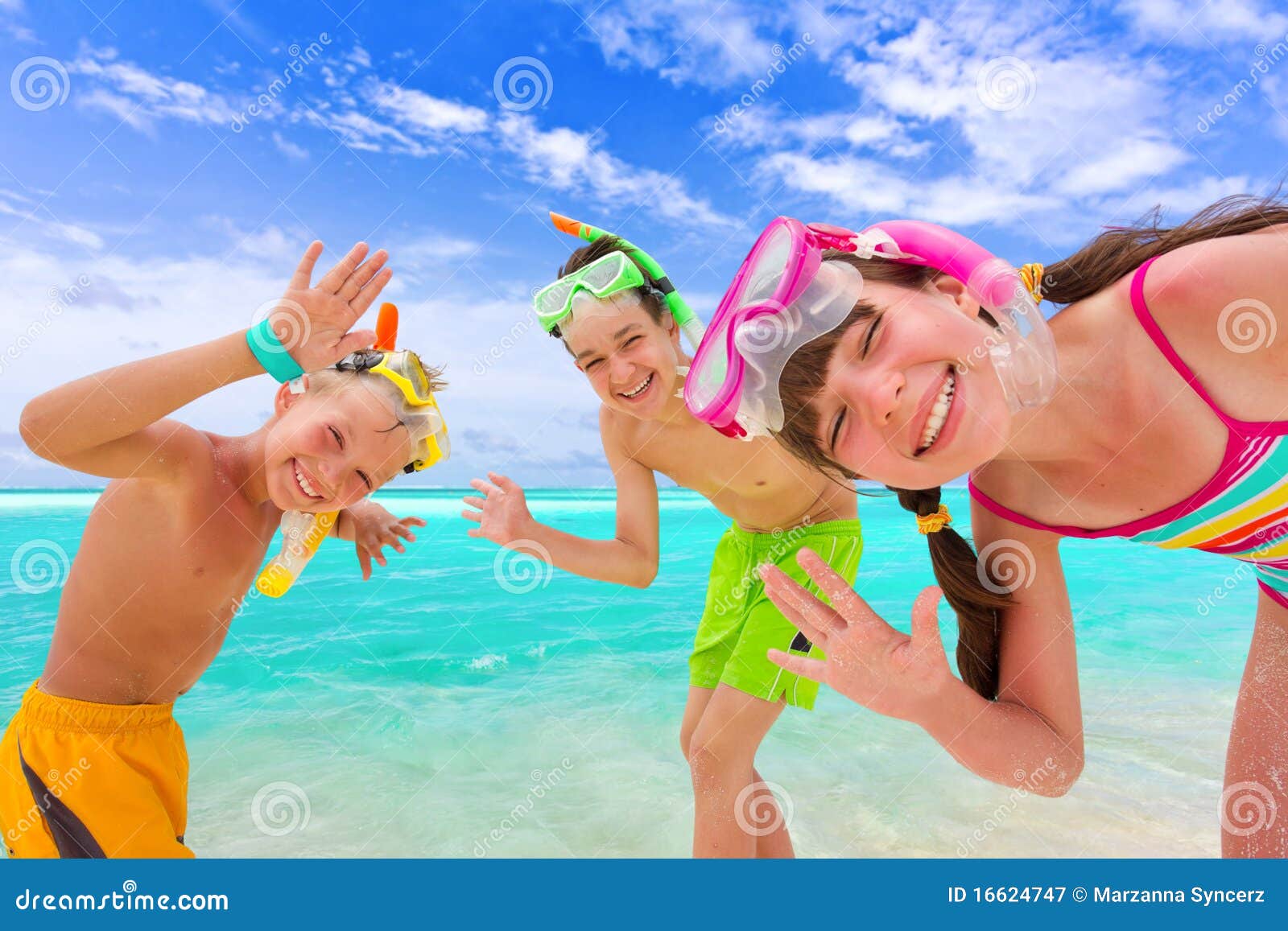 happy children on beach