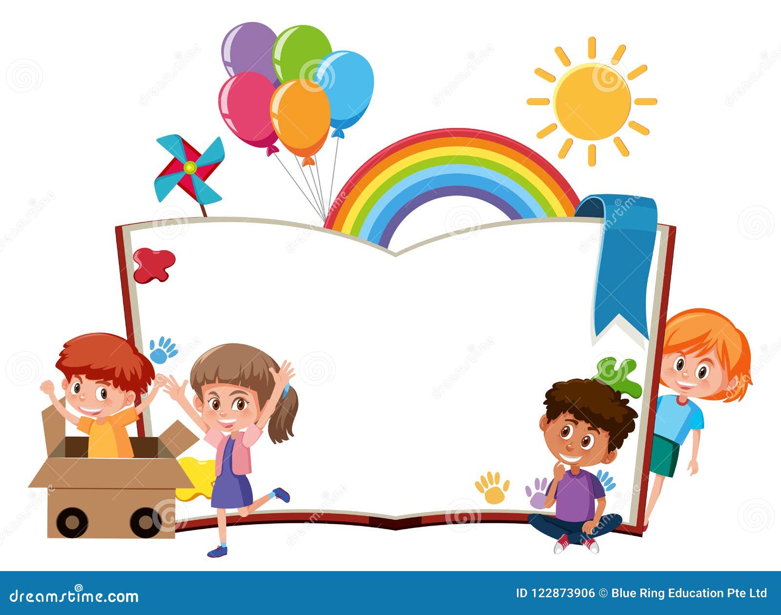 Blank book templates with kids Royalty Free Vector Image