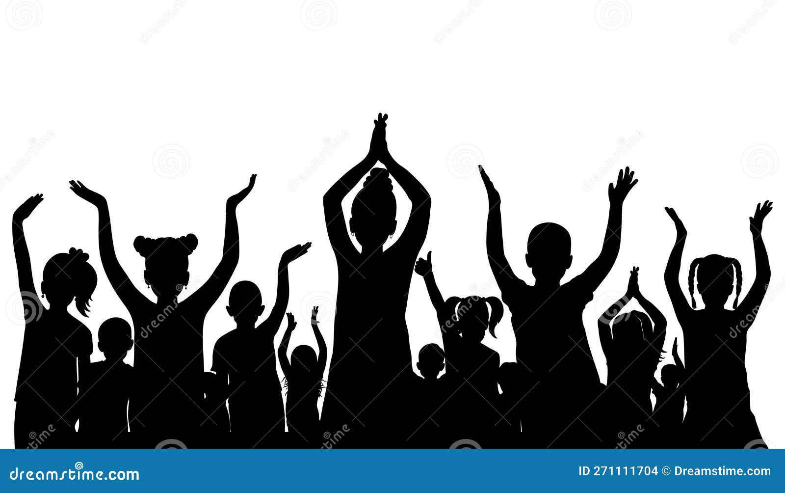 Happy children crowd, silhouette.Cheerful kids on party, holiday and etc. Vector illustration.