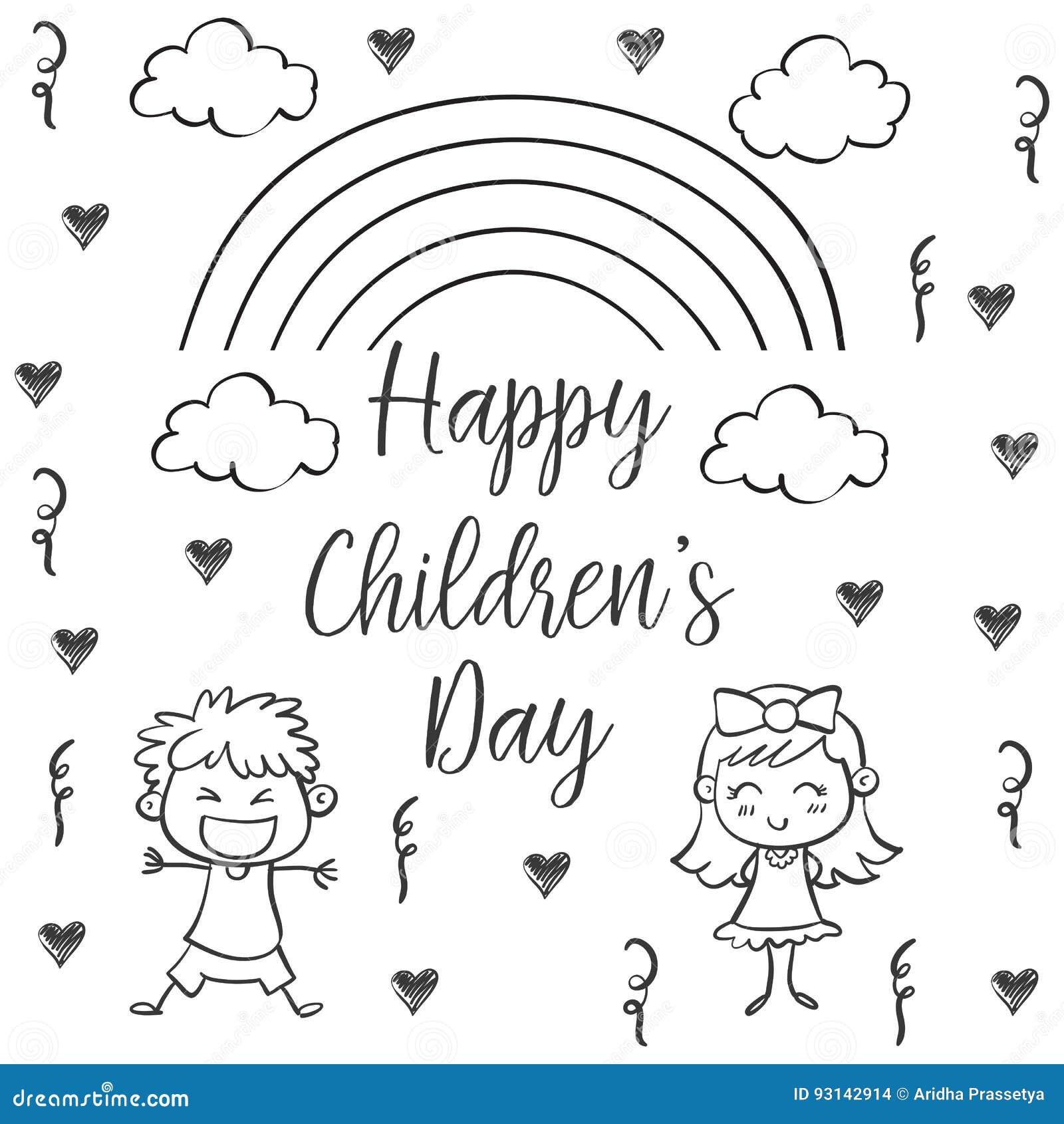 Happy Children Day Celebration Hand Draw Stock Vector (Royalty Free)  647854591 | Shutterstock