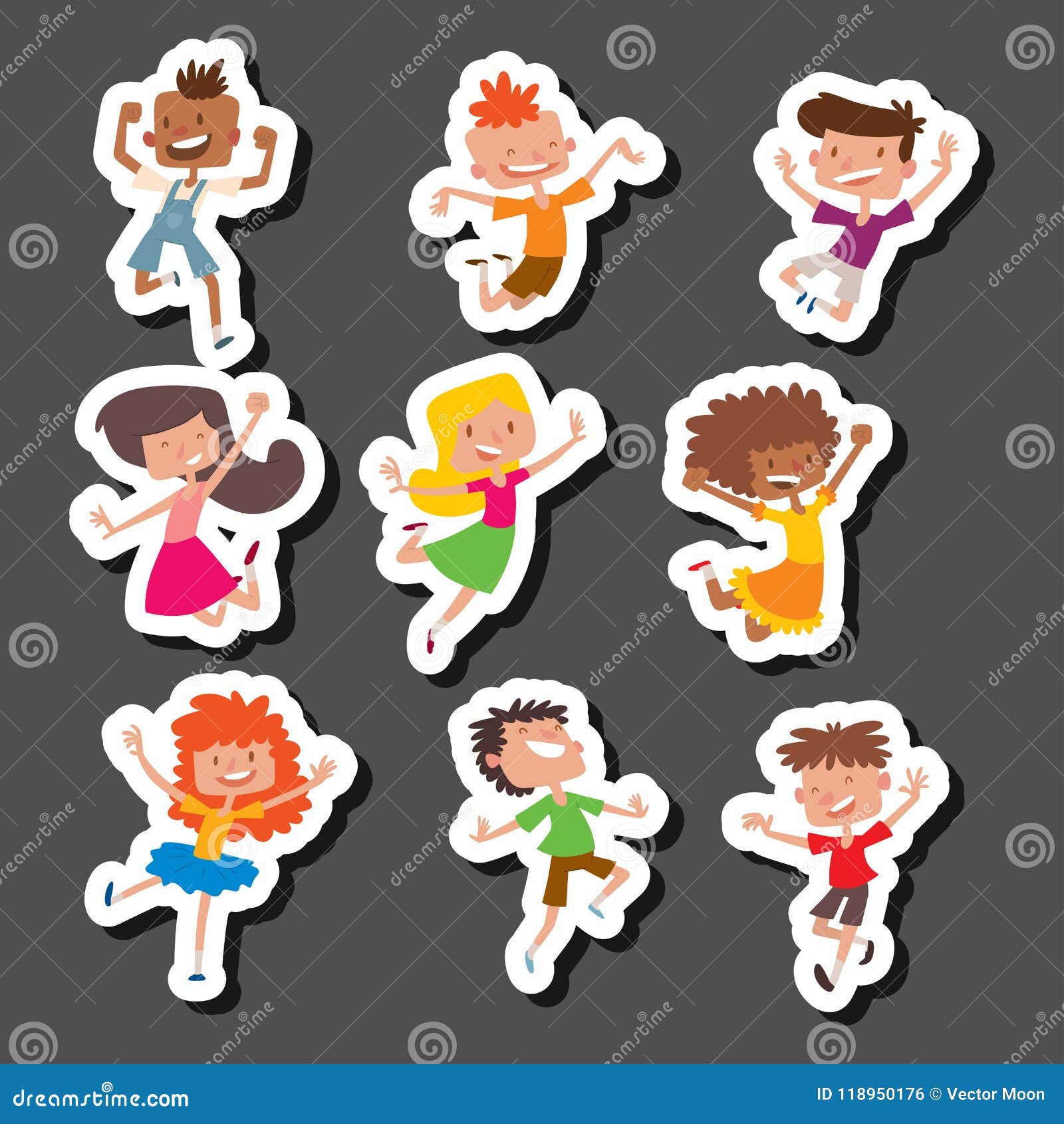 Group of cheerful children in a jump cartoon Vector Image