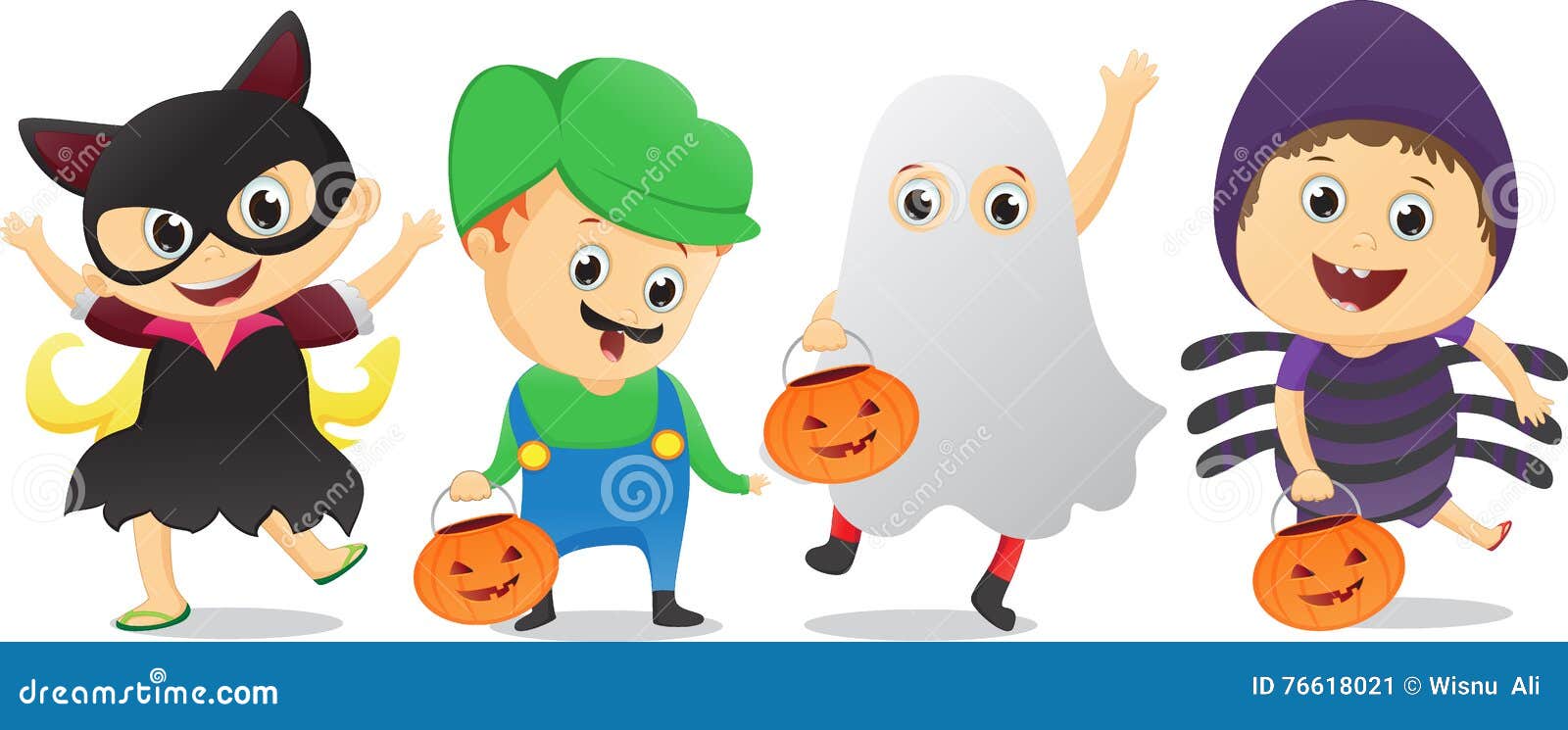 Happy Children in Halloween Party Trick or Treating Stock Vector ...