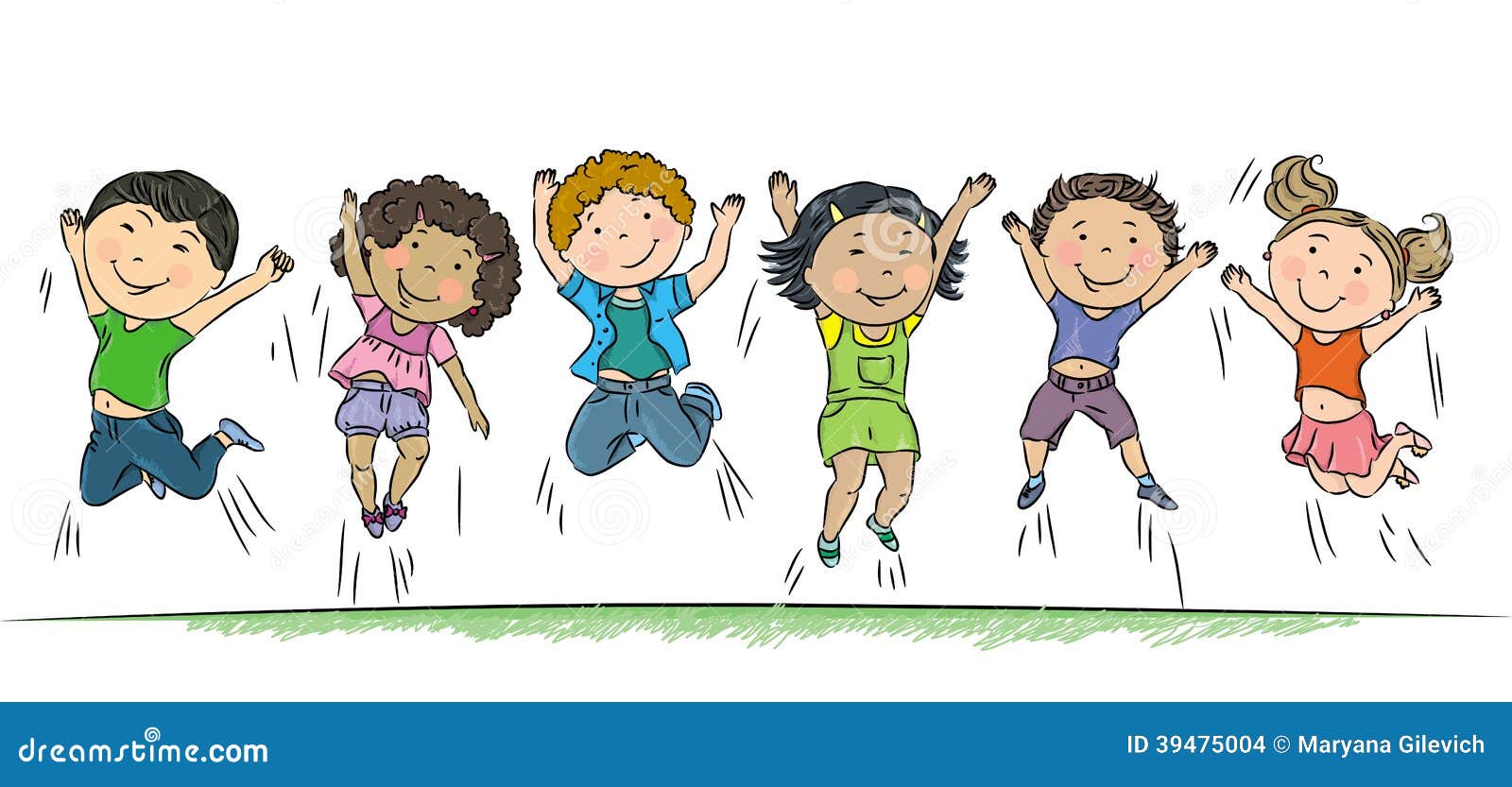 Group of cheerful children in a jump cartoon Vector Image