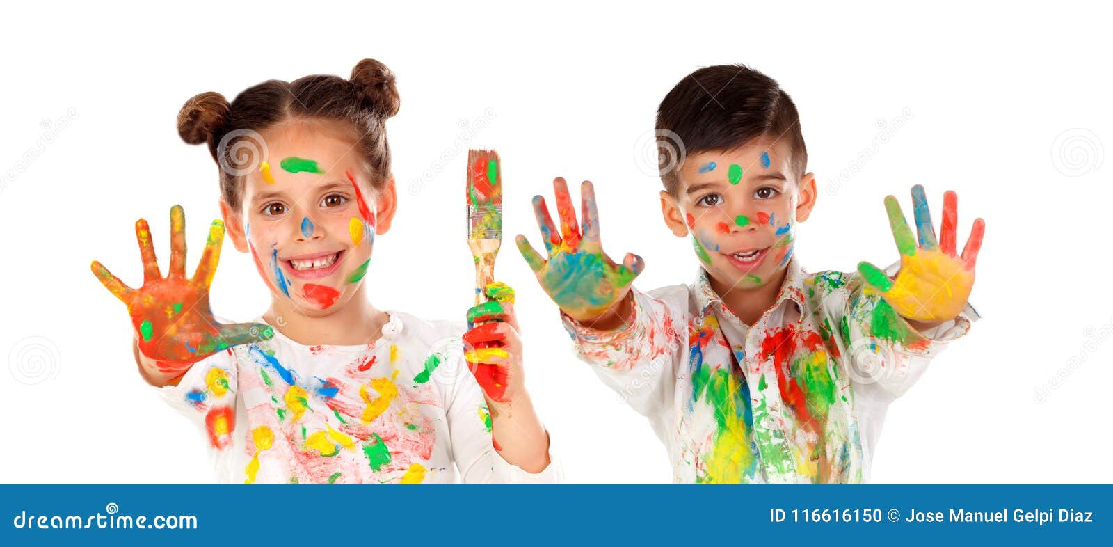 Happy children painting stock photo. Image of color - 116616150