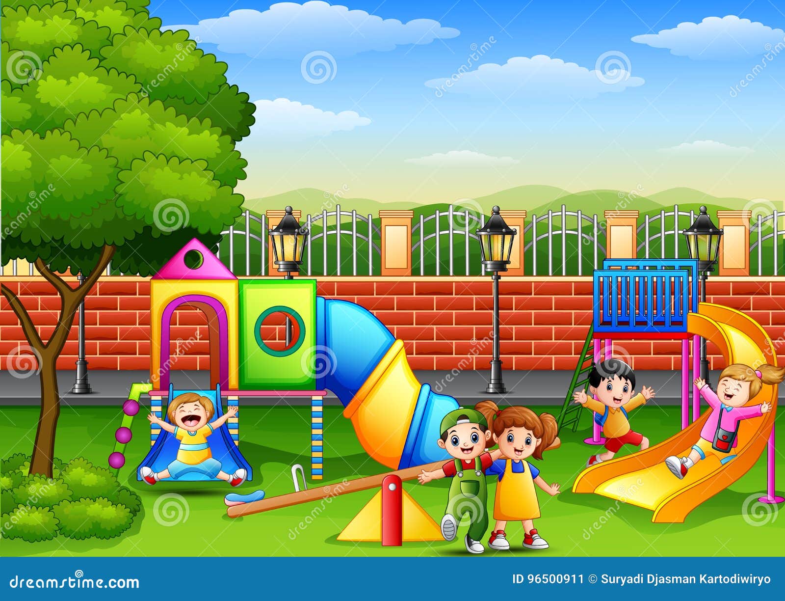 Happy Children Playing in the School Playground Stock Vector - Illustration of classroom, garden: 96500911 Happy Children Playing in the School Playground Stock Vector - Illustration of classroom, garden: 96500911