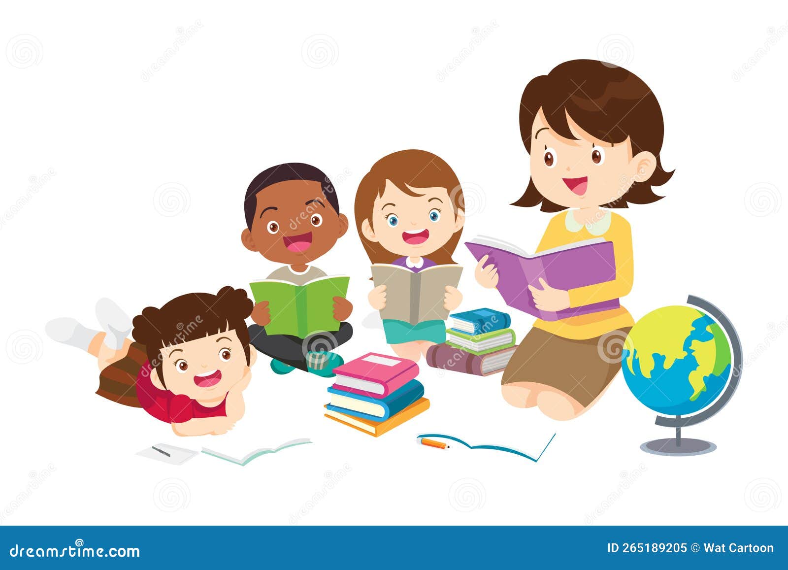 Happy Children Reading Book Back To School Concept Kids and Book Stock ...