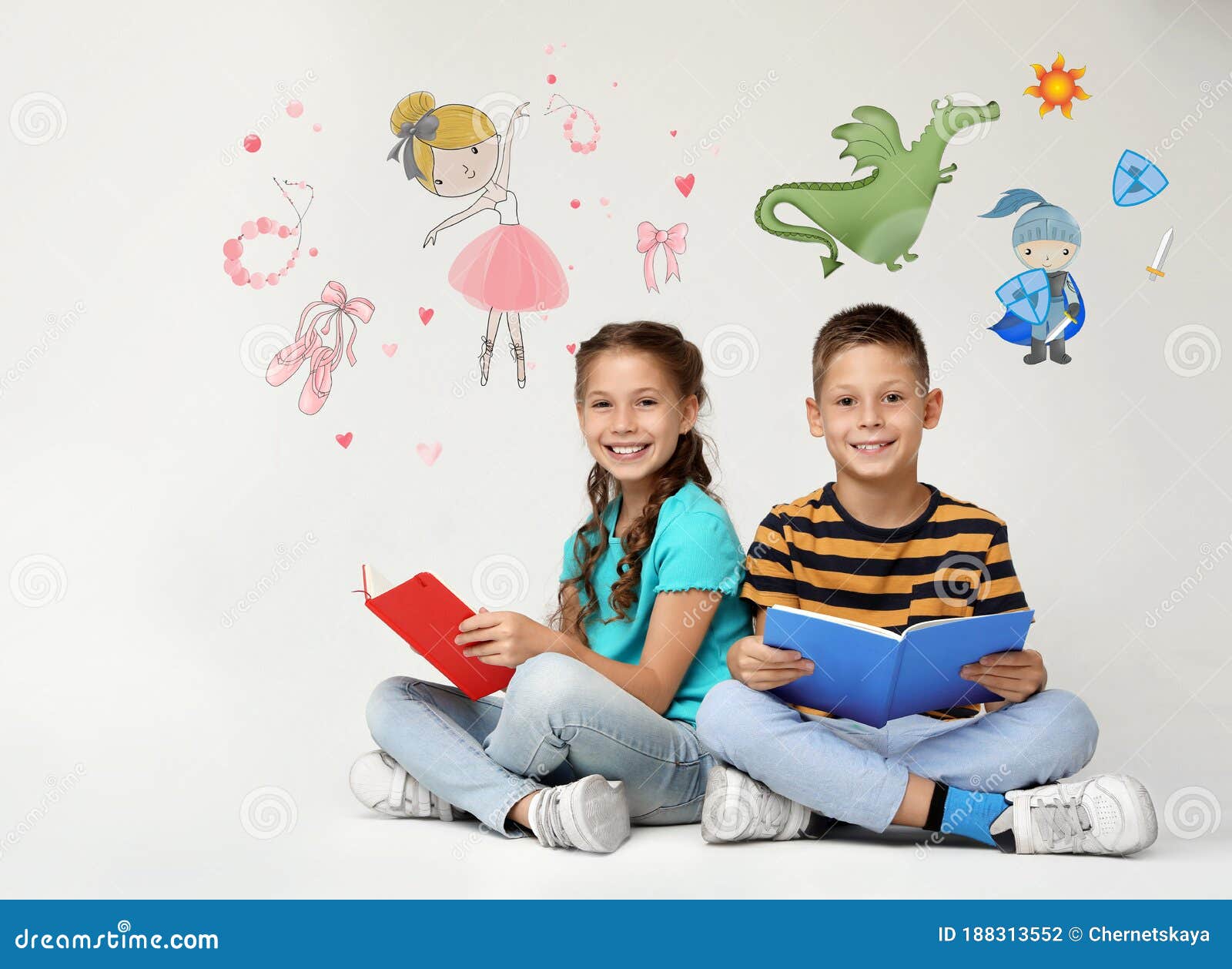 Children Reading Books Background
