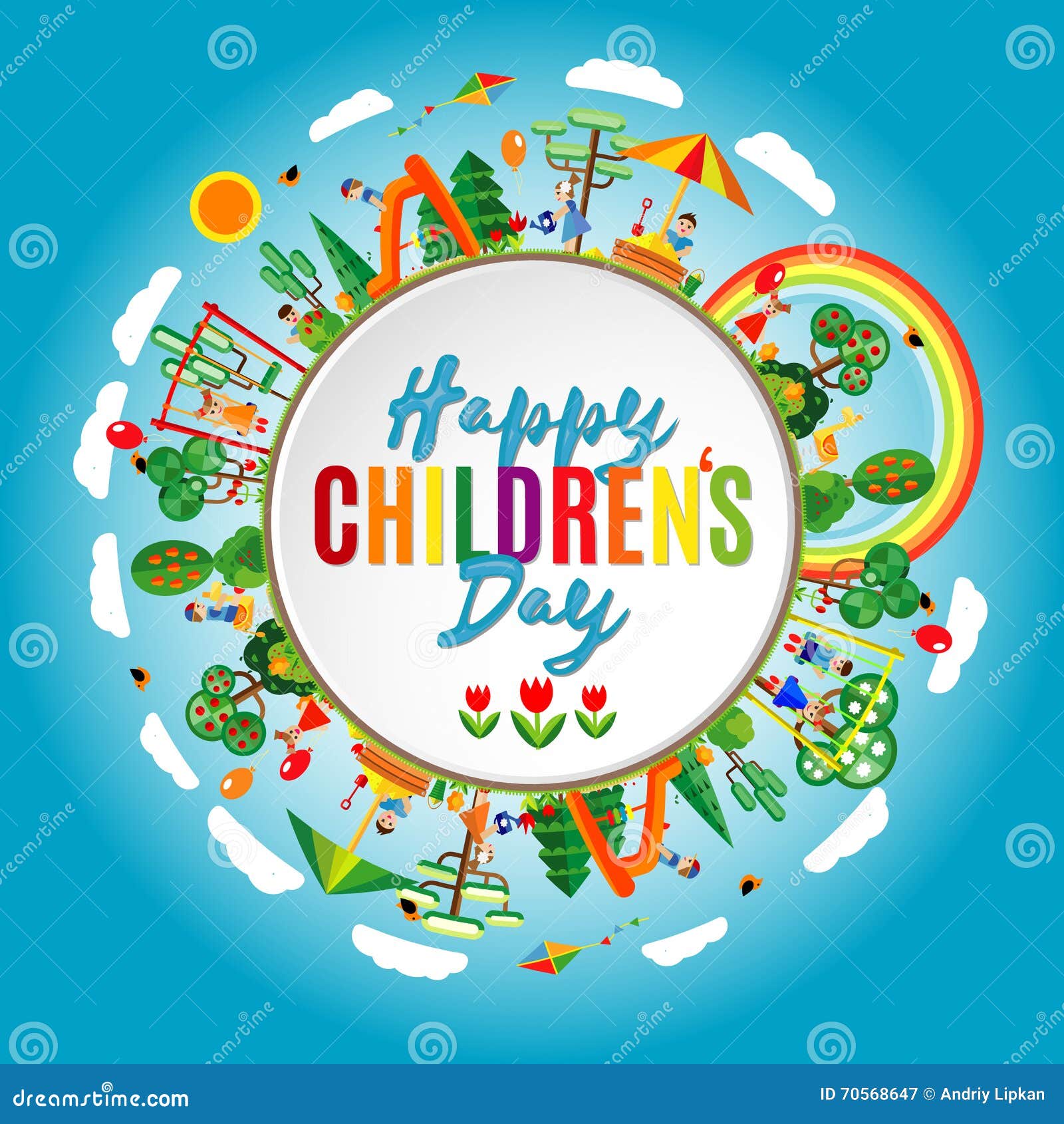 Happy Childrens Day With Balloon Vector Art Royalty Free SVG, Cliparts,  Vectors, and Stock Illustration. Image 78853181.