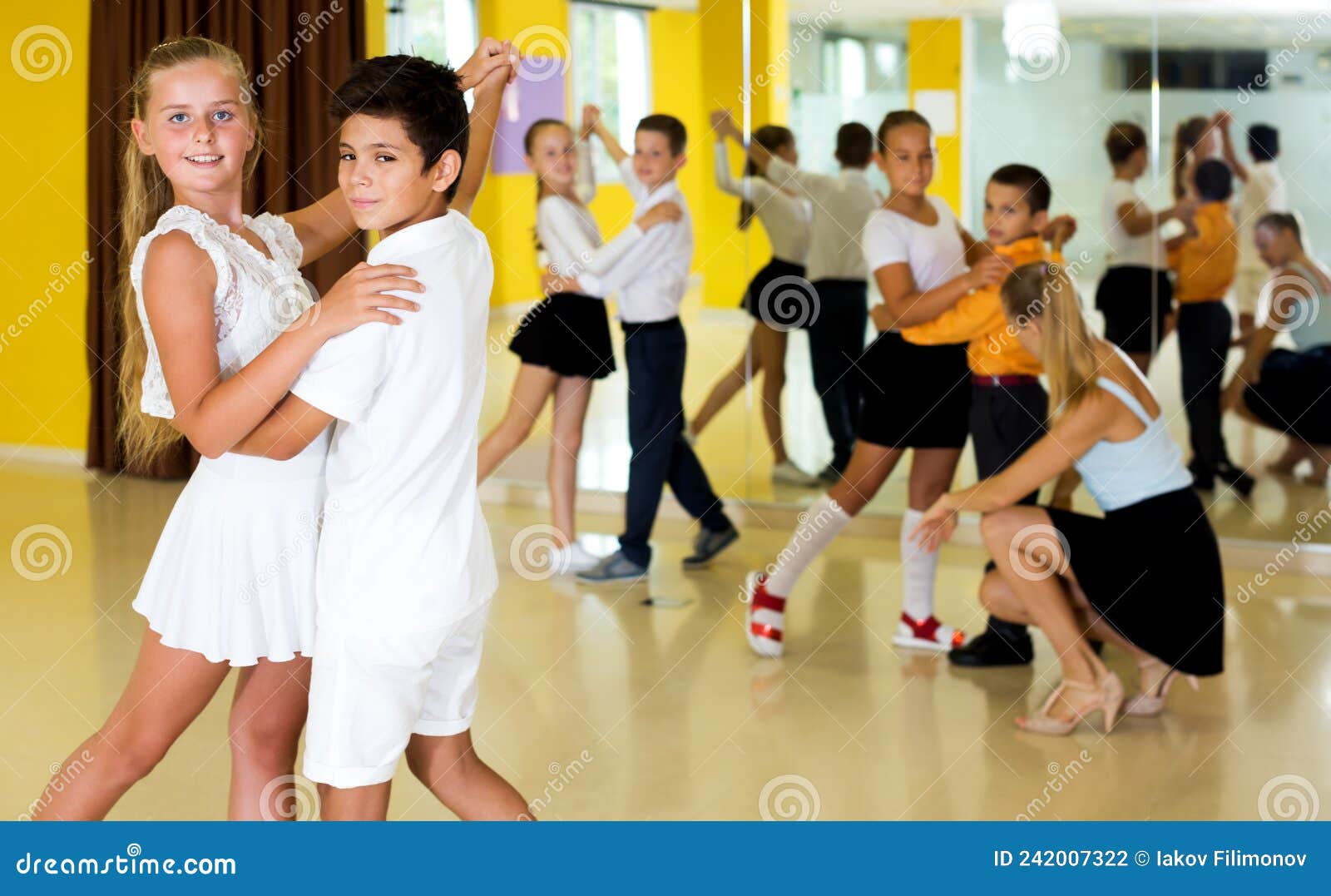 Children Studying of Partner Dance Stock Photo - Image of school, pair