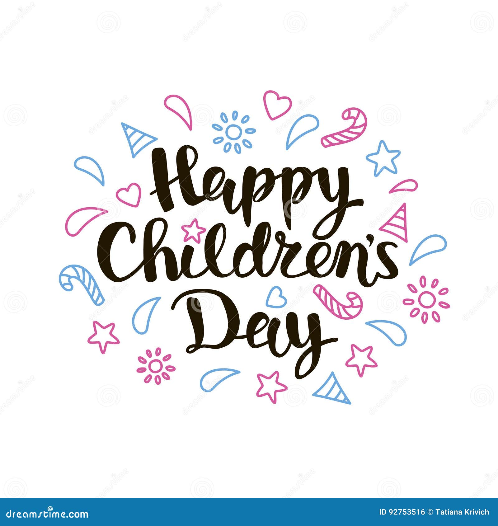 Happy Childrens Day Lettering Stock Vector - Illustration of girl ...