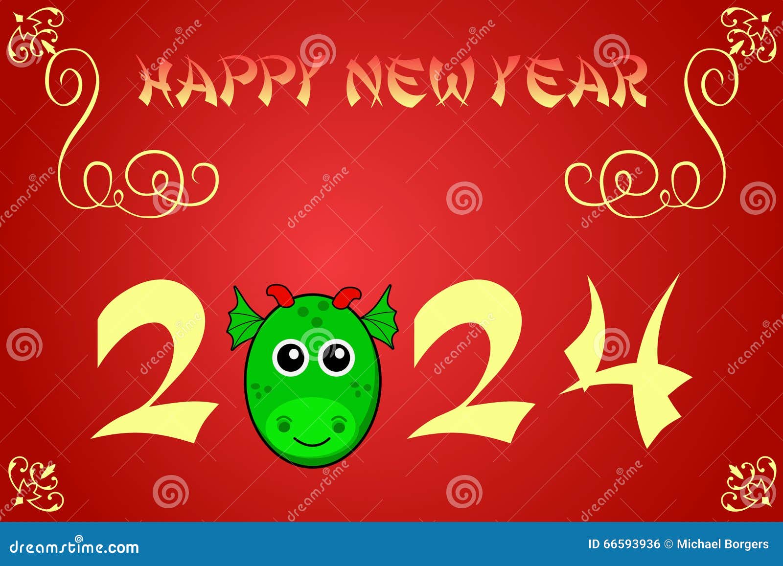 Happy Chinese New Year Card Illustration for 2024 Stock Illustration