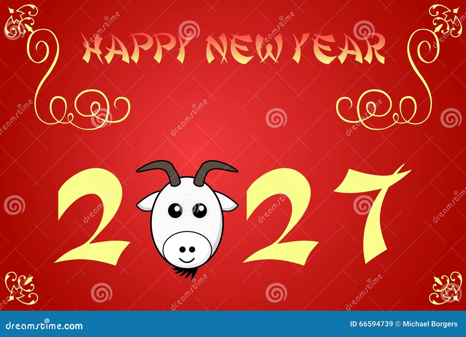 Happy Chinese New Year Card Illustration for 2027 Stock Illustration