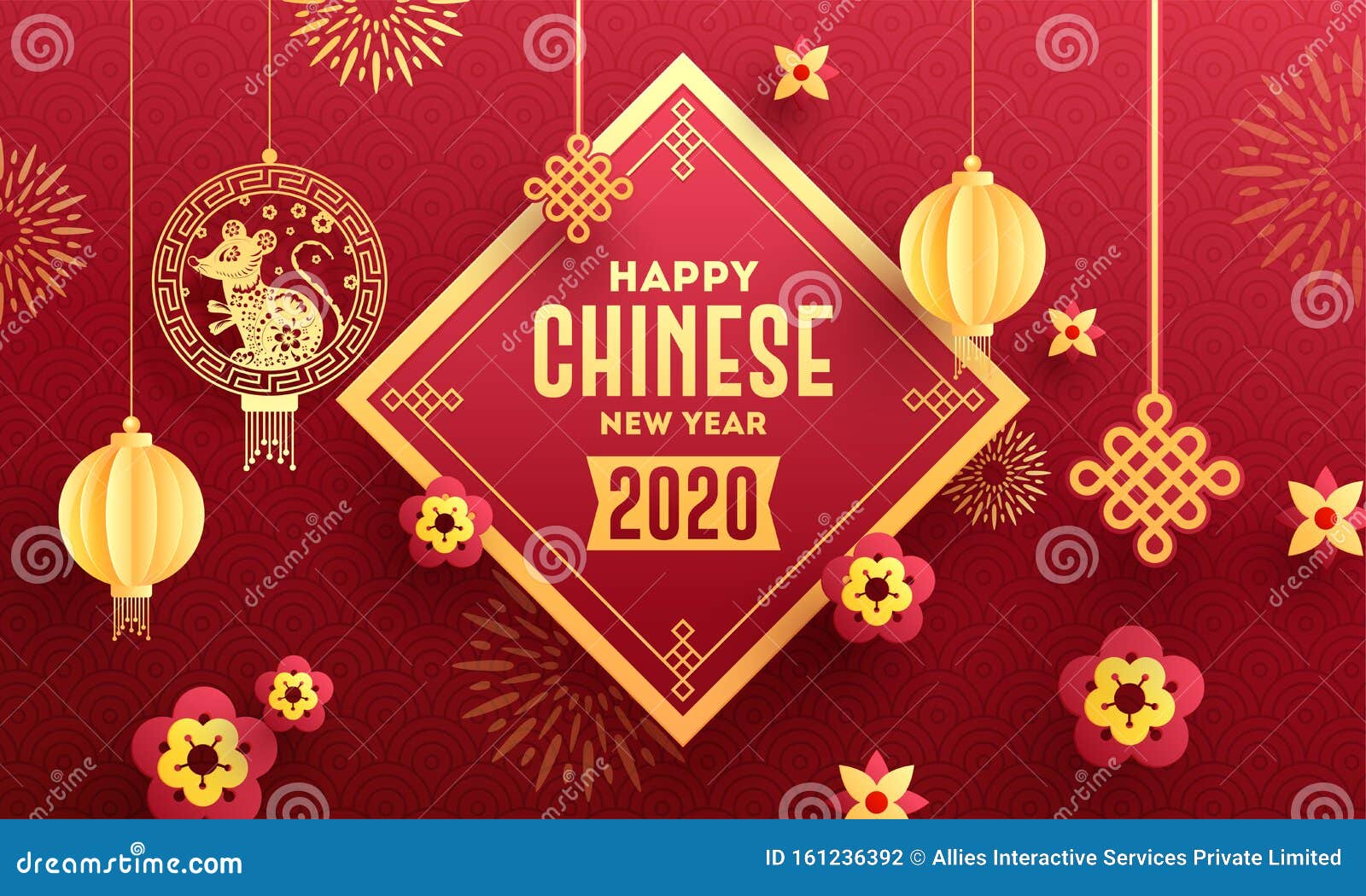 Happy Chinese New Year 2020 Celebration Greeting Card Design ...