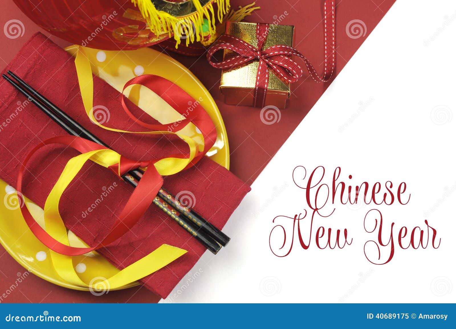 Happy Chinese New Year Dining Table Place Setting Stock 